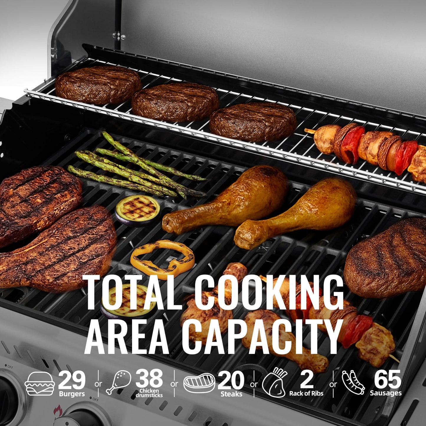 Royal Gourmet GA5401T 5-Burner BBQ Liquid Gas Grill with Sear Burner and Side Burner, Stainless Steel 60,000 BTU Barbecue Grill,Silver