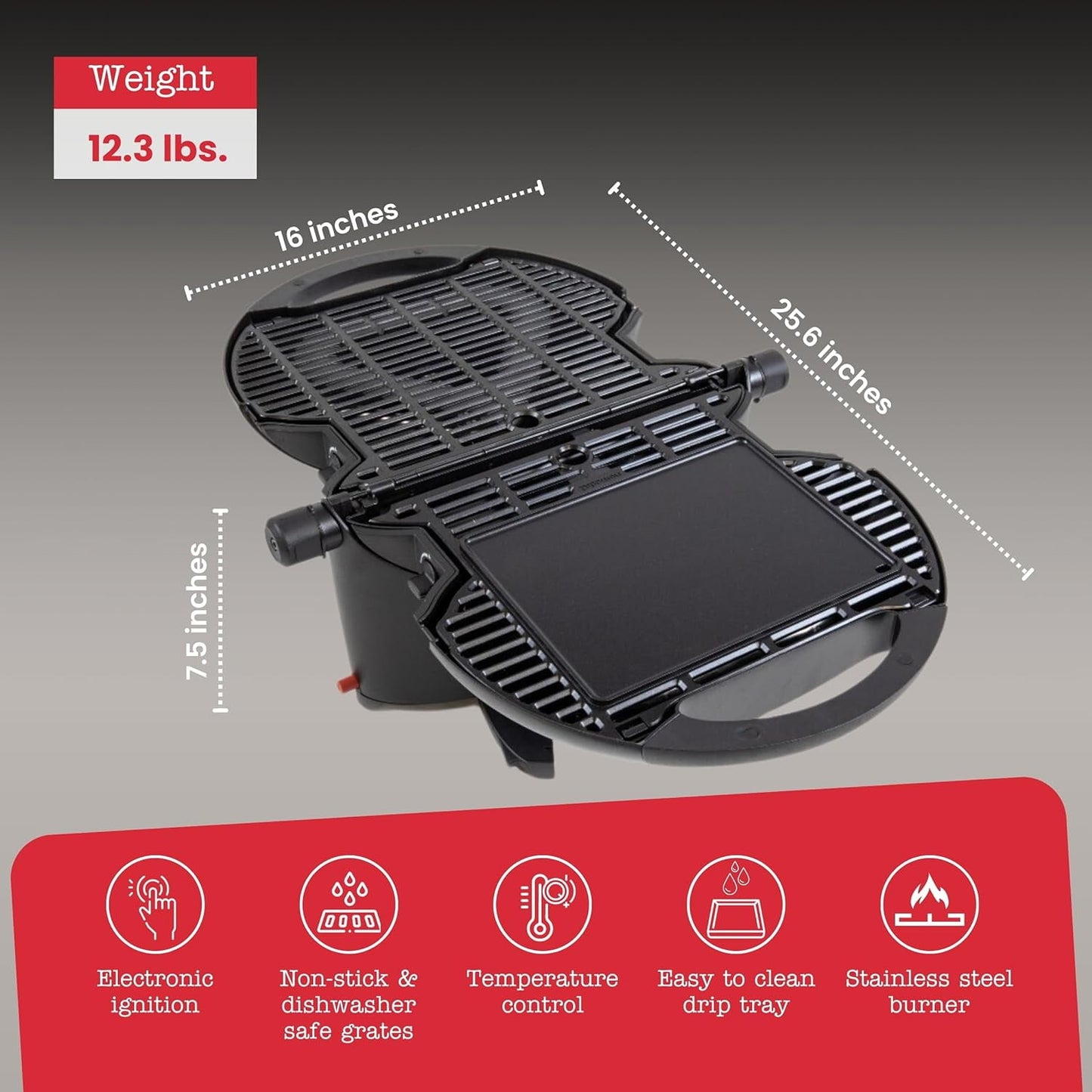 nomadiQ Portable Propane Gas Grill | Perfect Camping Grill for BBQ | Small Lightweight Outdoor Grill | Portable Grill for Tailgating, RV, Travel, Boats and more | Mini, Portable, Gas Barbecue Grill