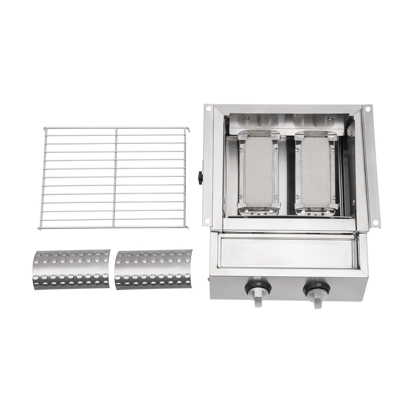 2 Burner Tabletop Propane Gas Grill Stainless Steel Outdoor BBQ Camping Griddle