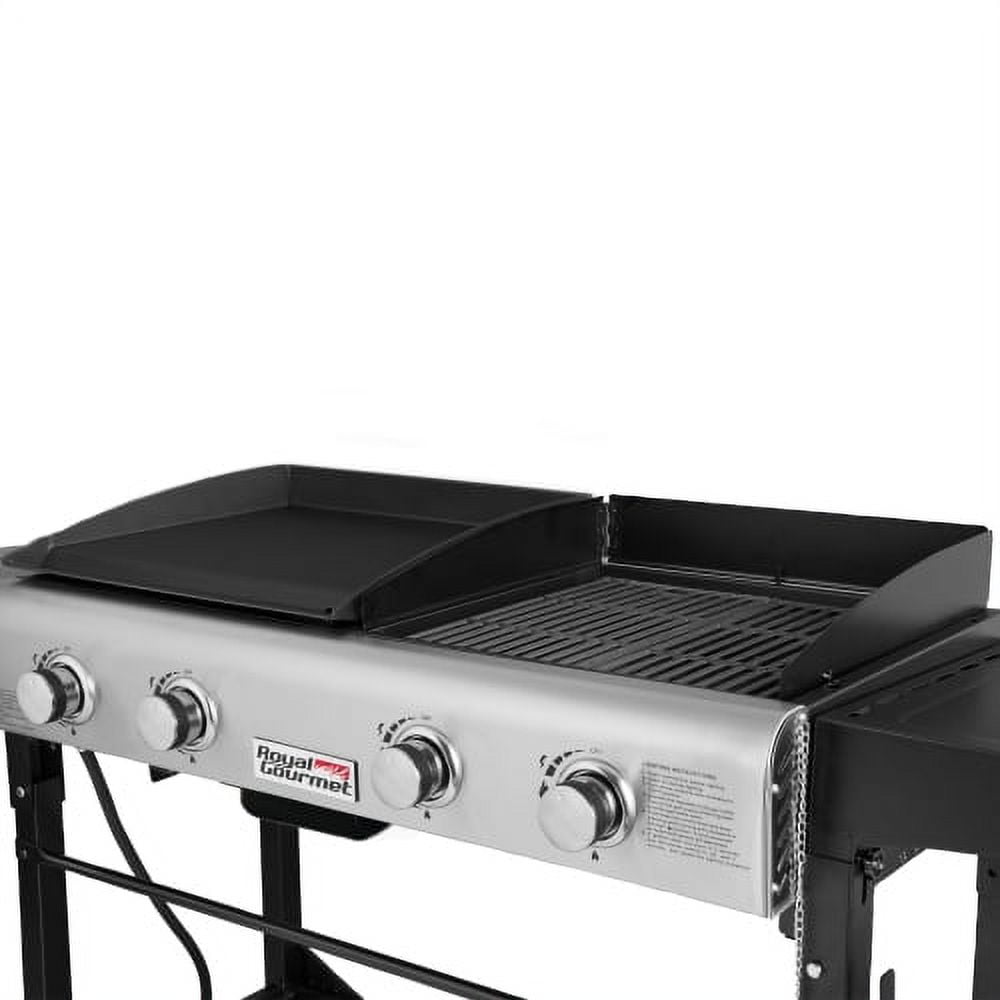 Royal Gourmet 4-Burner GD401 Portable Flat Top Gas Grill and Griddle Combo with Folding Legs