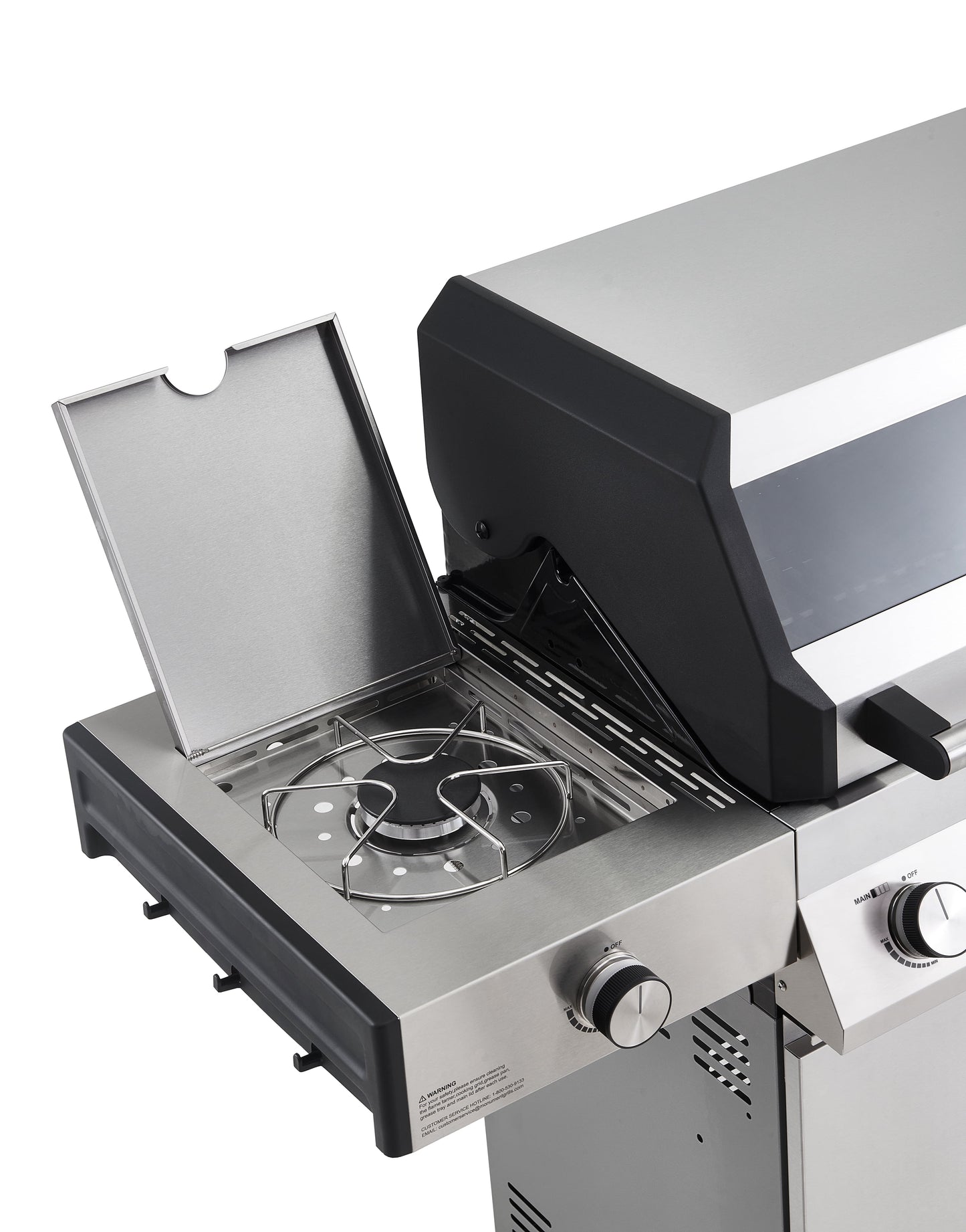 Denali 6-Burner Propane Gas Grill in Stainless with Clearview Lid, 3-Phase LED Controls and Side Burner
