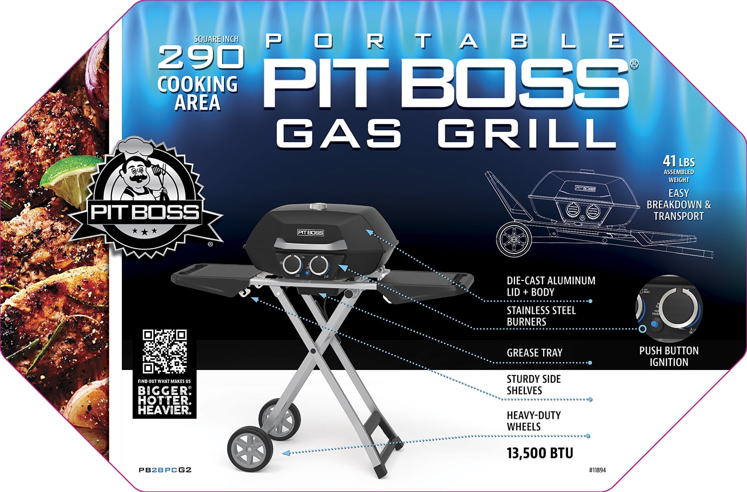 Pit Boss 2-Burner Portable Gas Grill with Collapsible Cart