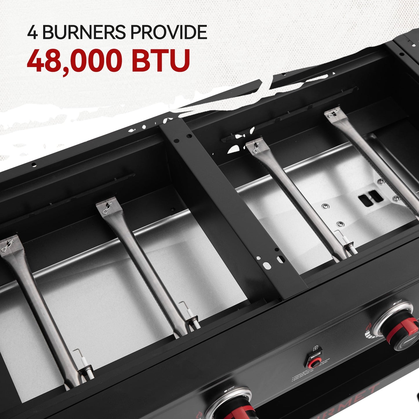 Royal Gourmet GD405A Propane Gas Grill and Griddle Combo, 4-Burner Event Combo Grill with An Extra Set of Grilling Gear (Grate x 2; Flame Tamer x 2; Wind Deflector x 1)