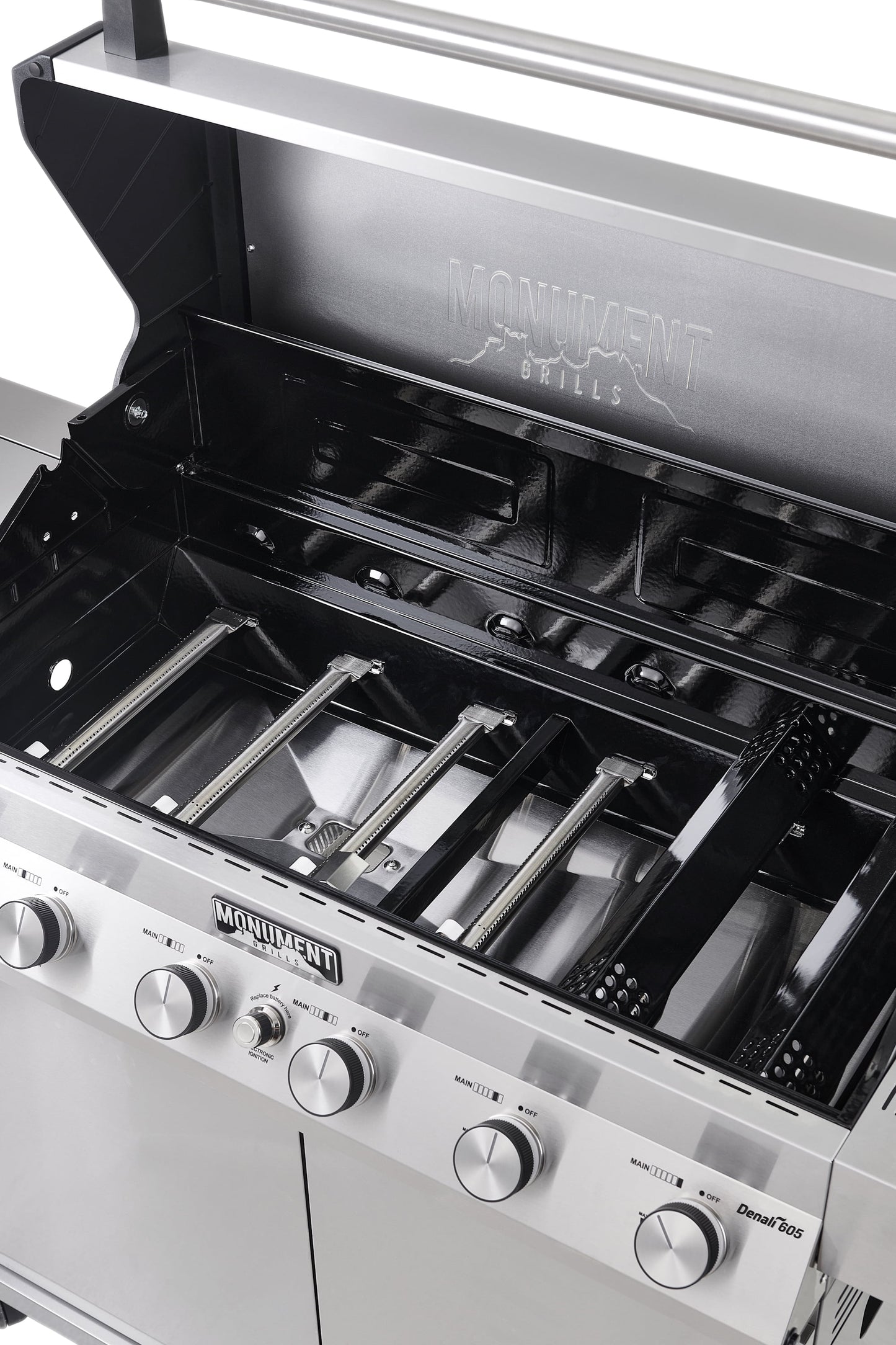 Denali 6-Burner Propane Gas Grill in Stainless with Clearview Lid, 3-Phase LED Controls and Side Burner