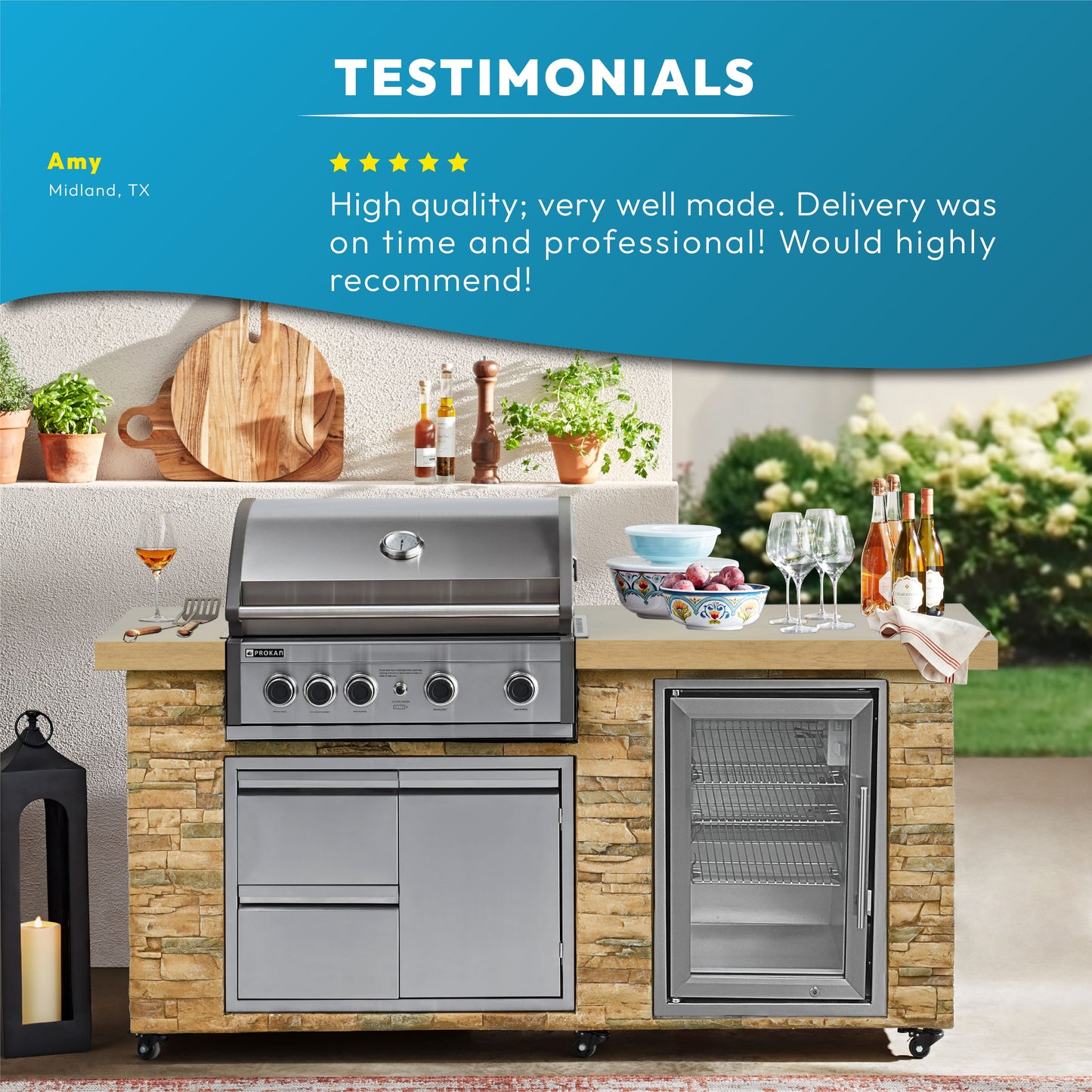 78" Pro Elite 5b Golden White Island Grill