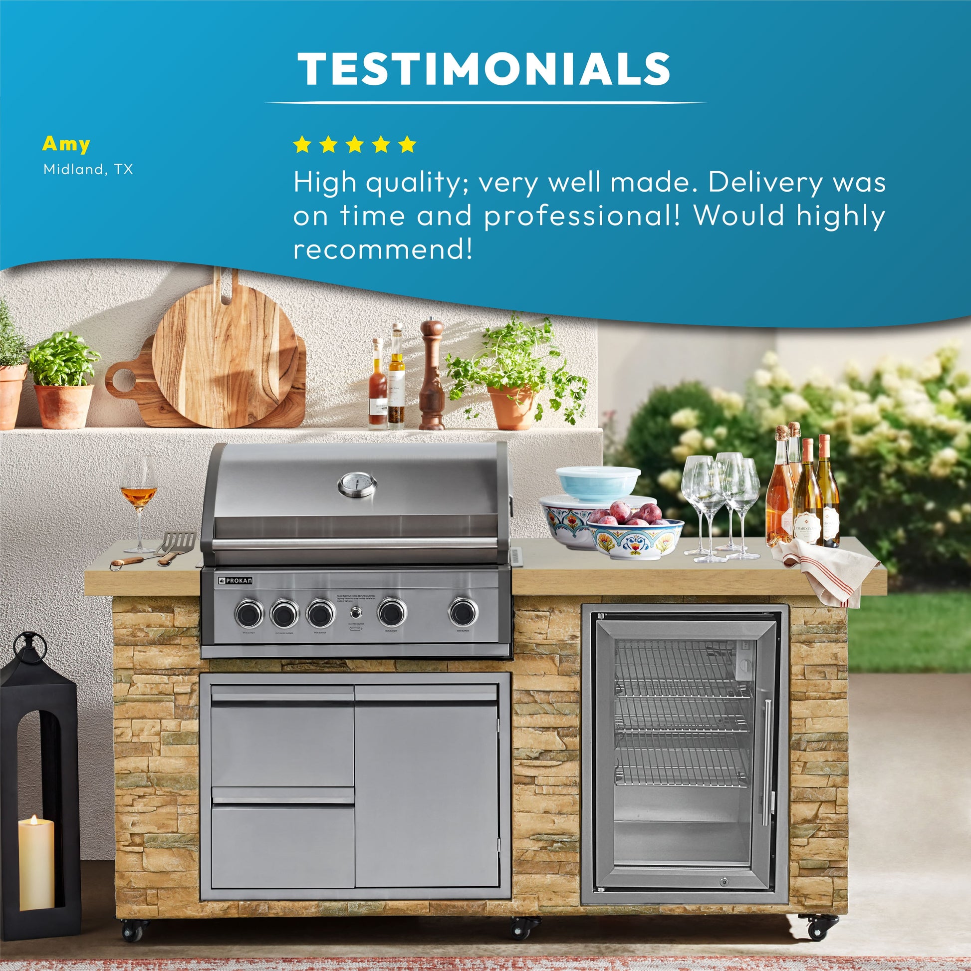 78" Pro Elite 5b Golden White Island Grill