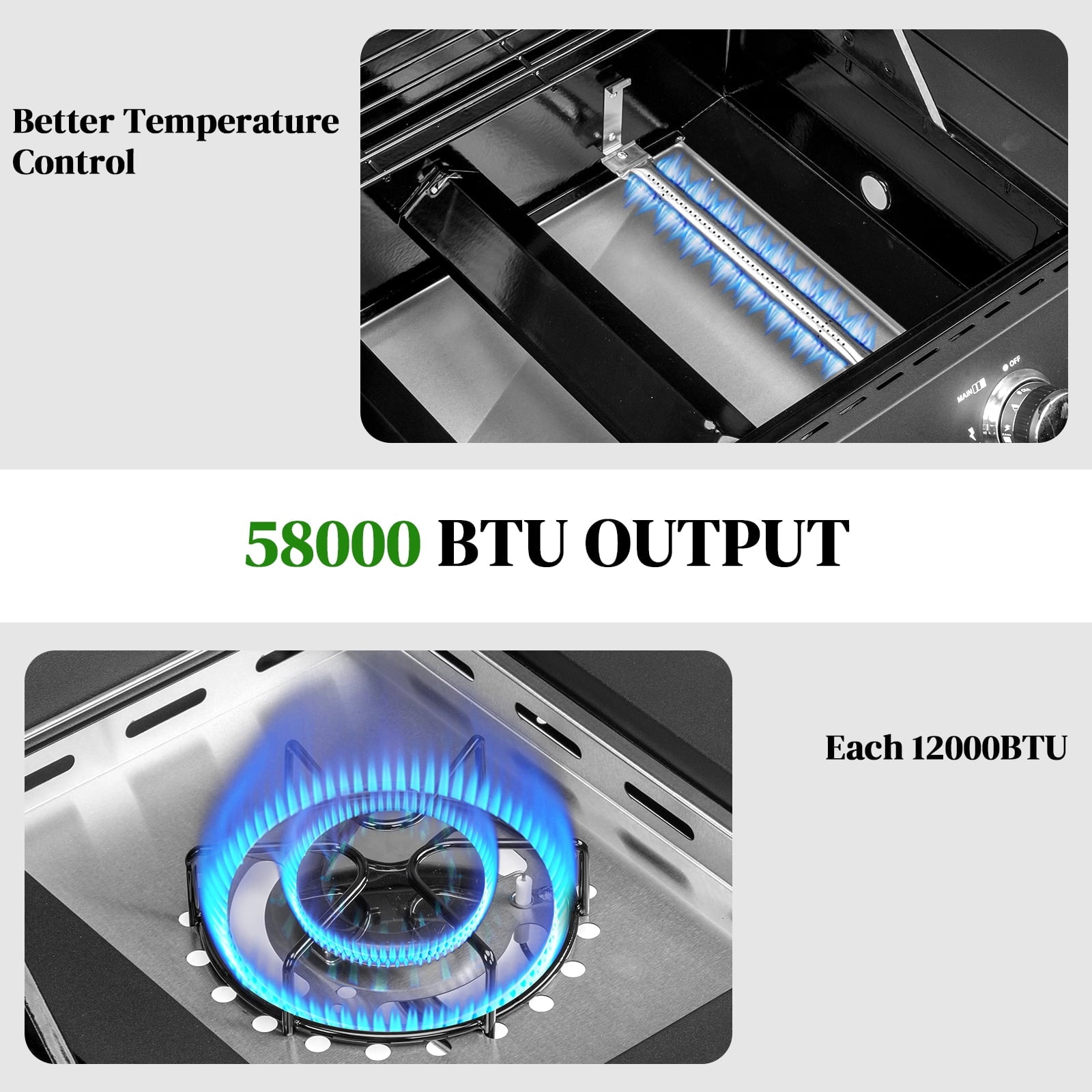 UBesGoo 4 Burner Propane Gas Grill with Side Burner 58000BTU for Camping Cooking BBQ