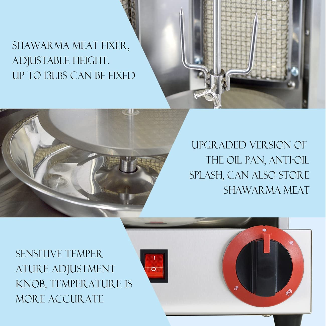 Shawarma Grill Machine Propane Doner Kebab Machine Vertical Broiler with 2 Burner