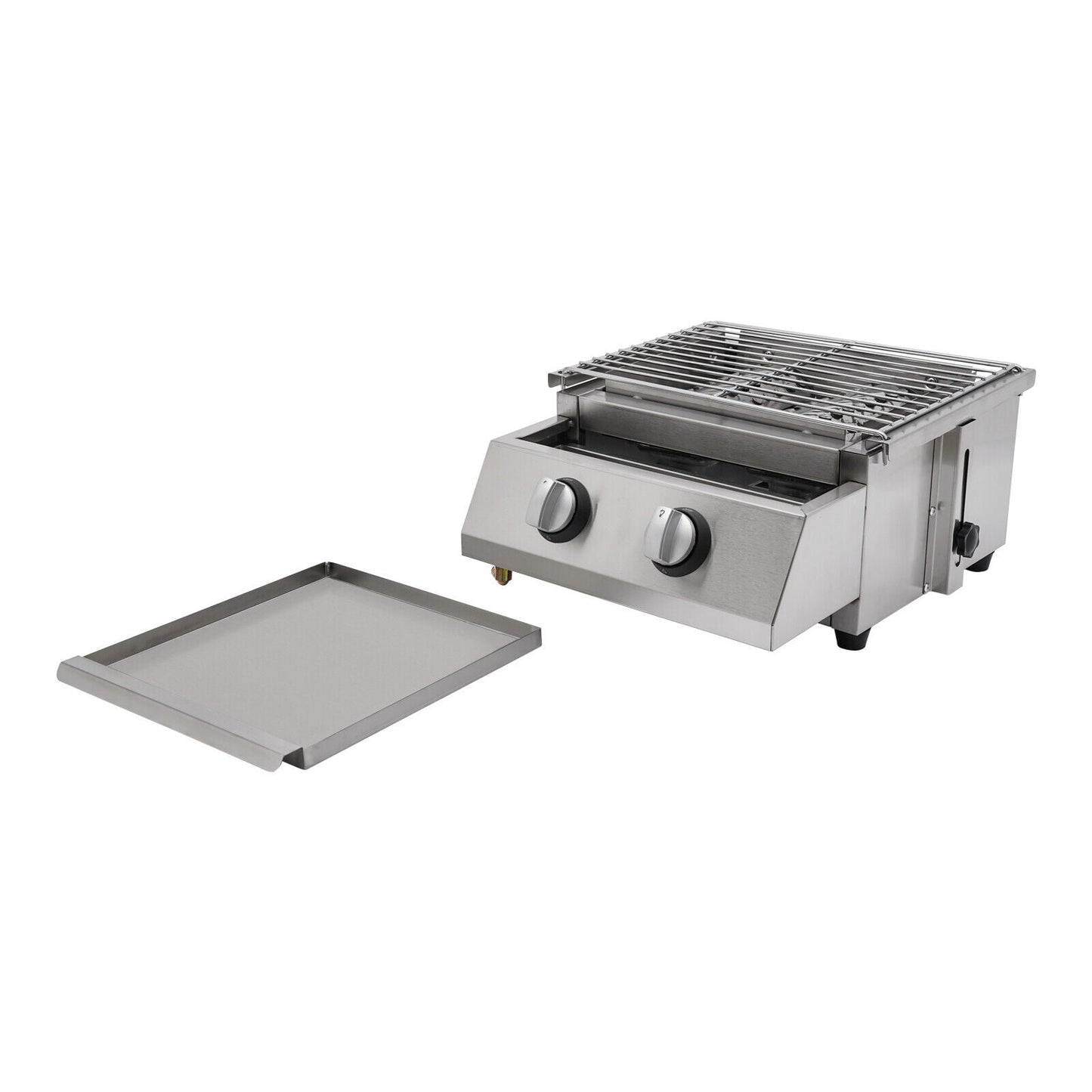 2 Burner Tabletop Propane Gas Grill Stainless Steel Outdoor BBQ Camping Griddle