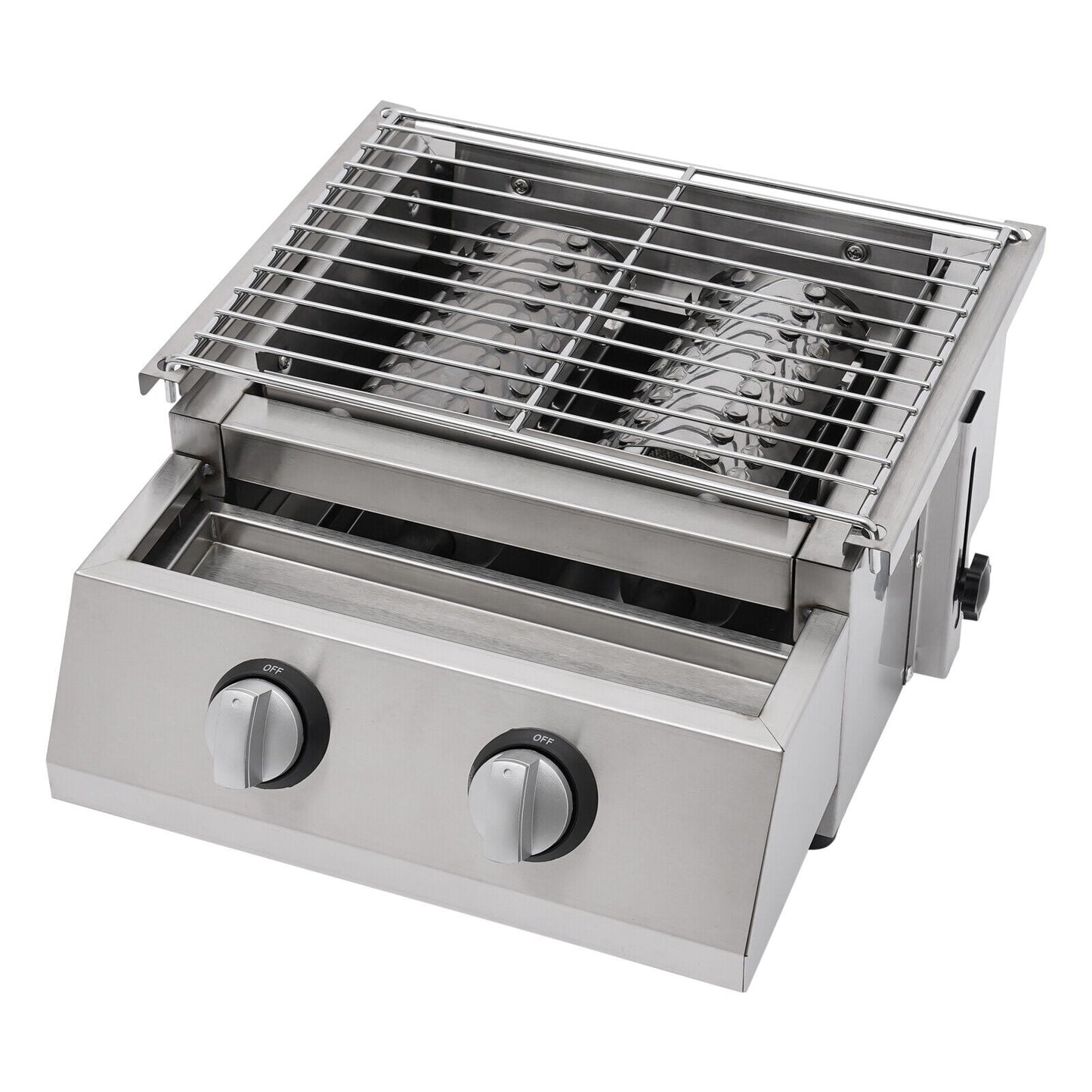 2 Burner Tabletop Propane Gas Grill Stainless Steel Outdoor BBQ Camping Griddle
