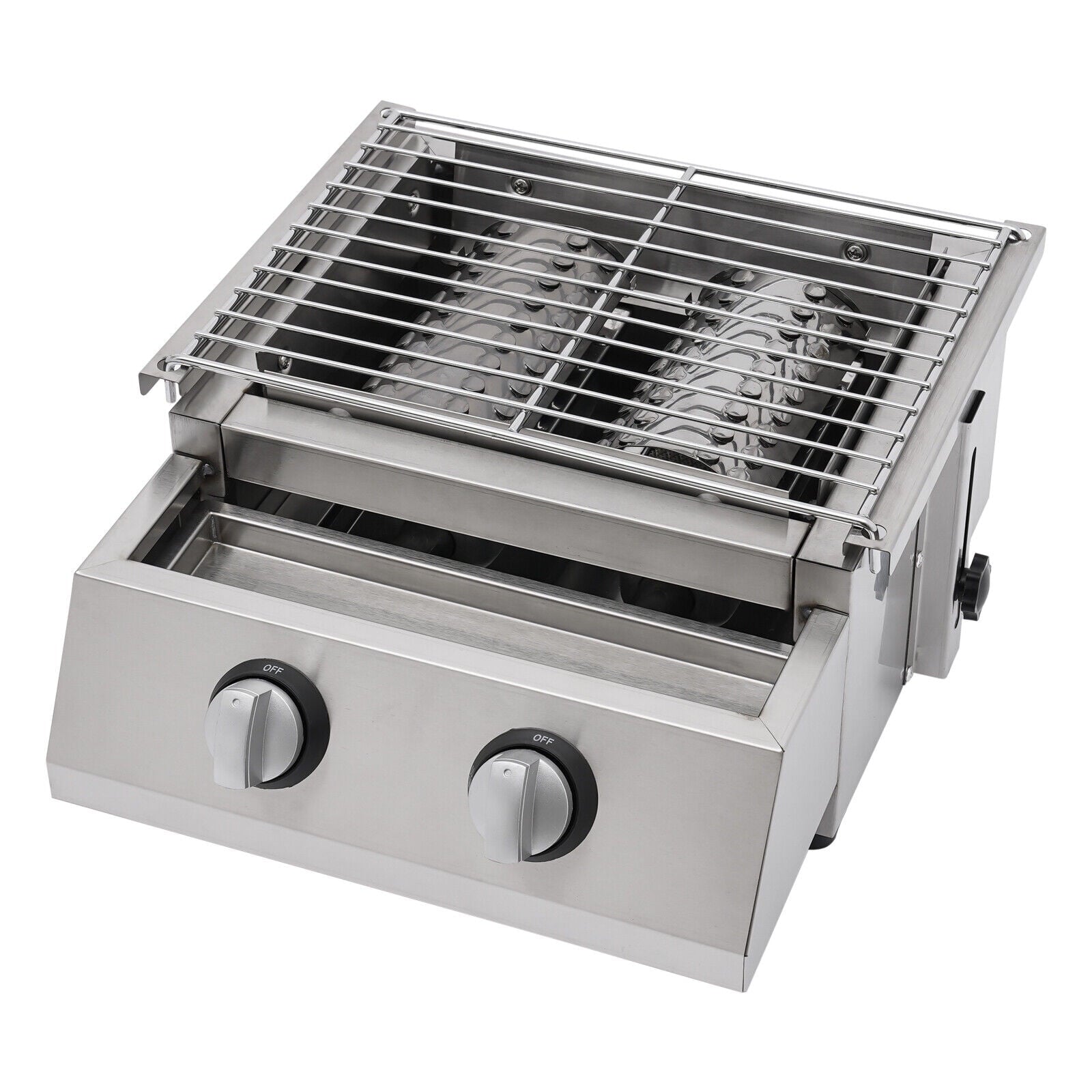 2 Burner Tabletop Propane Gas Grill Stainless Steel Outdoor BBQ Camping Griddle