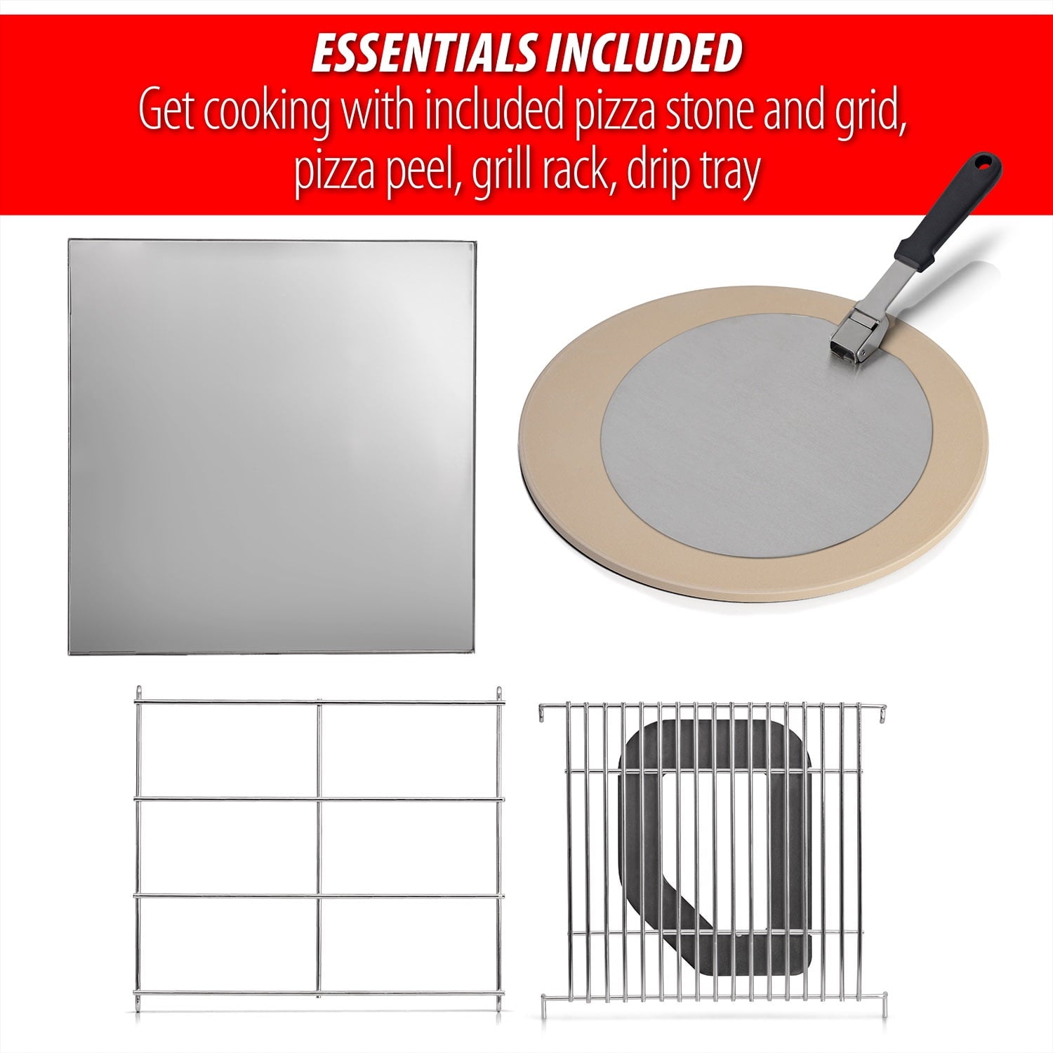 Deco Chef Portable Outdoor Pizza Oven and Grill with Propane Gas CSA Approved Regulator and Hose, Includes Pizza Peel, Stone, Easy Temperature Dial, Built-In Thermometer, and Grill Rack