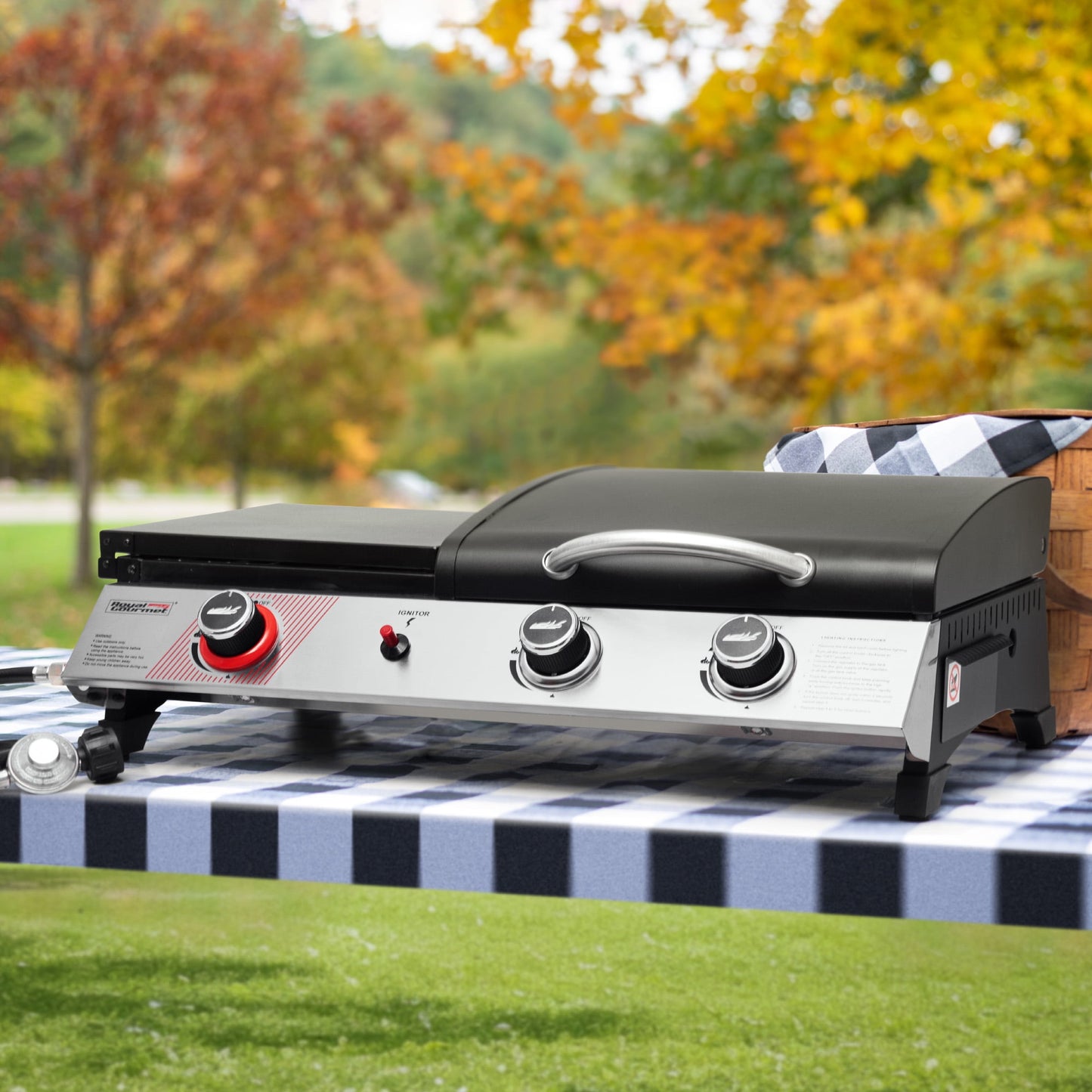 Royal Gourmet 3-Burner Portable Gas Griddle with Side Burner, PD1305H