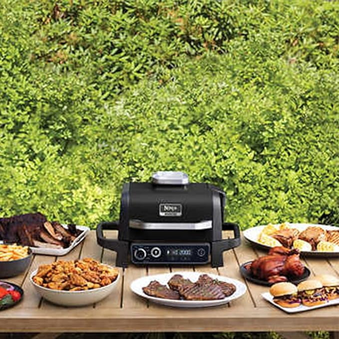 Open Box Ninja OG705CO Woodfire Outdoor Grill and Smoker - BLACK