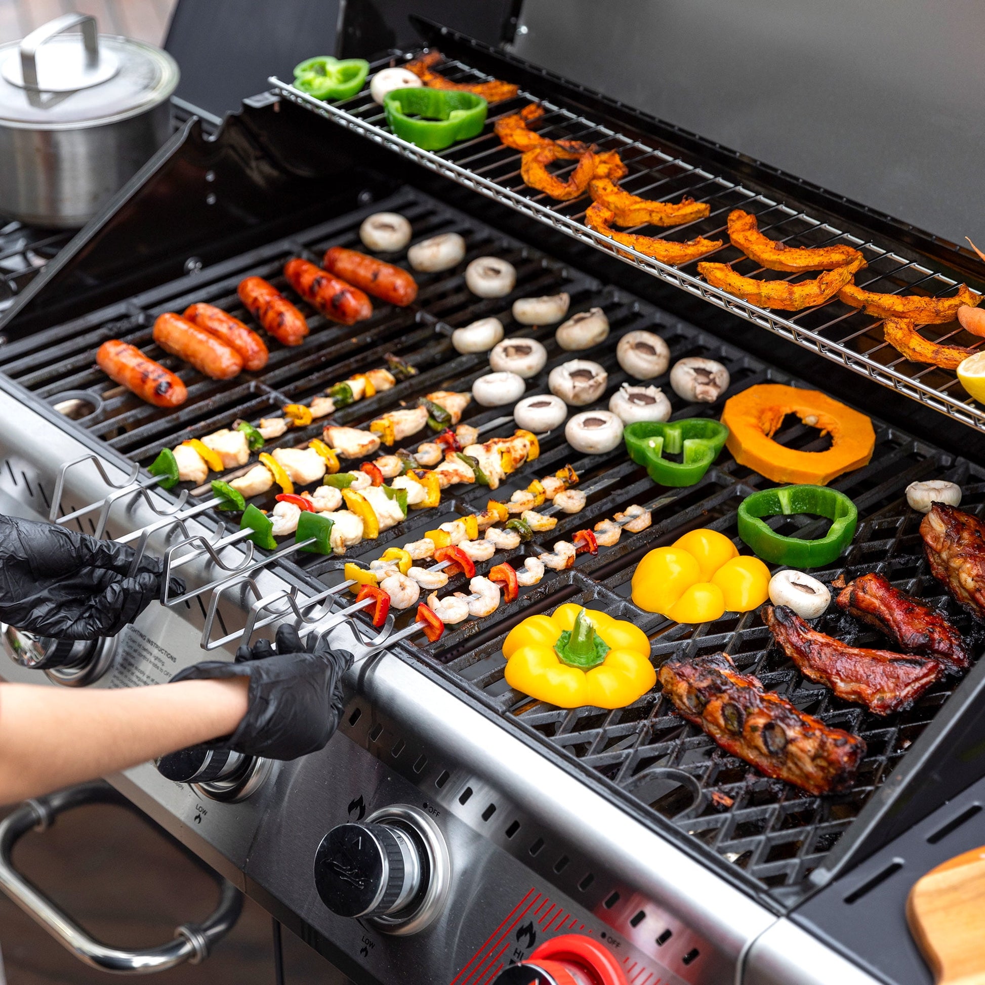 Royal Gourmet GA5404G Deluxe 5-Burner Gas Grill with Sear Burner and Side Burner, 64,000 BTU Cabinet Style Gas Grill, Gray