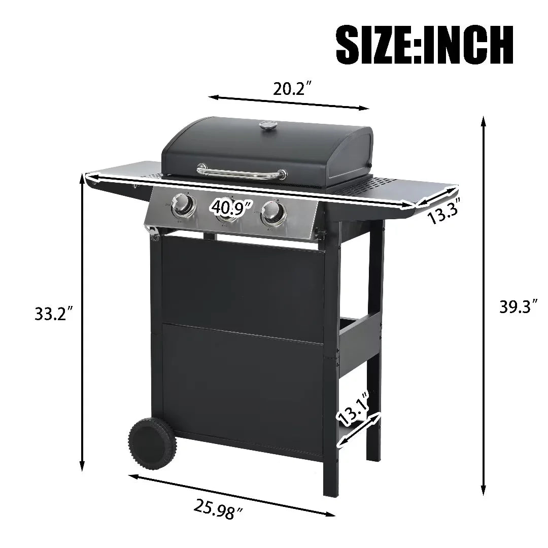 Leuco 3 Burner BBQ Propane Gas Grill, Stainless Steel 25,650 BTU Patio Garden Barbecue Grill with Two Shelves, Lid, Wheels and Bottle Opener