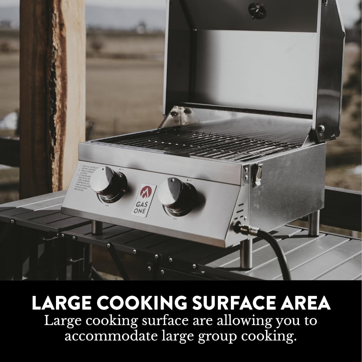 GasOne Portable Propane Grill – 16-inch Stainless Steel Tabletop Grill – Tabletop Gas Grill