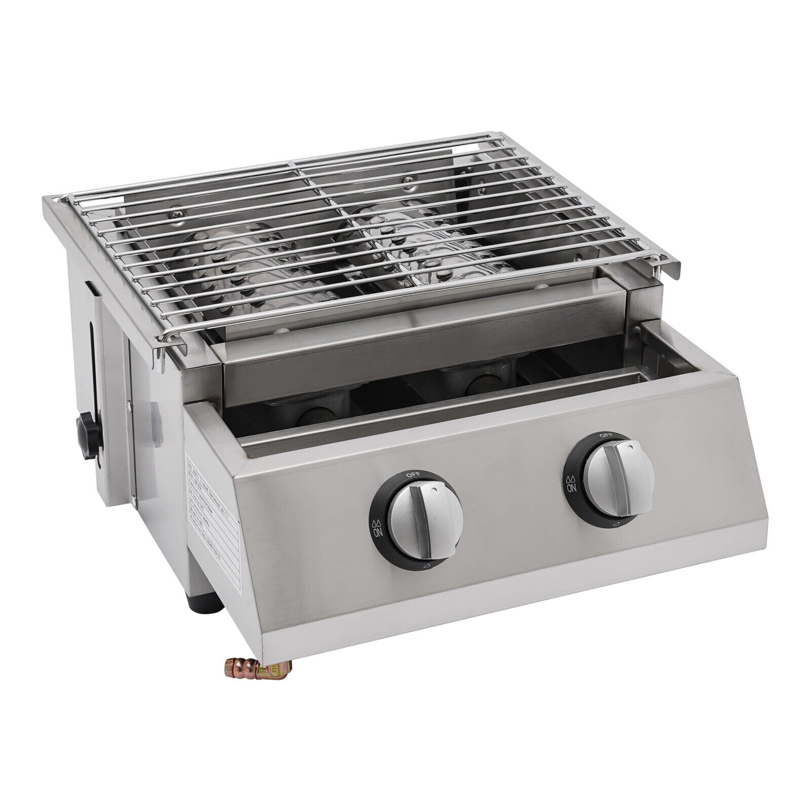 2 Burner Tabletop Propane Gas Grill Stainless Steel Outdoor BBQ Camping Griddle