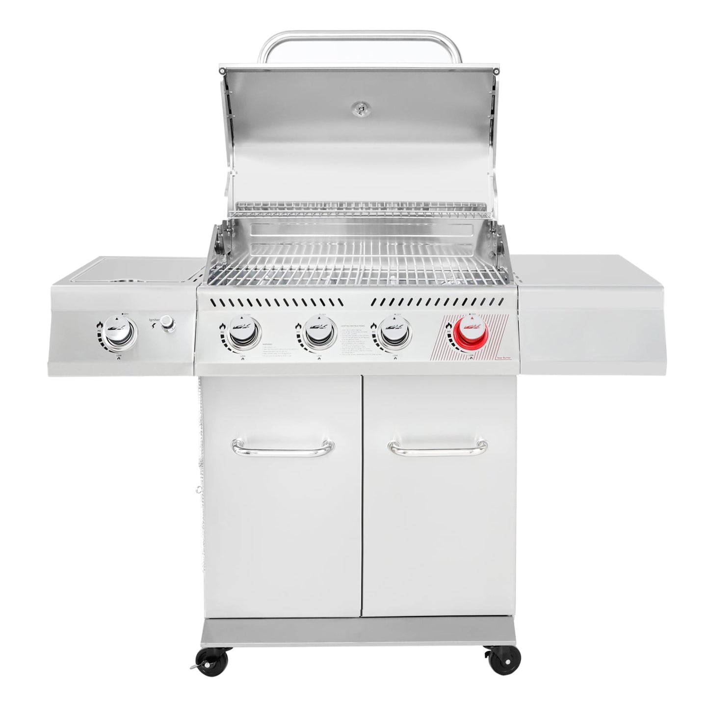 Royal Gourmet GA4402S Stainless Steel 4-Burner BBQ Cabinet Style Gas Grill with Sear Burner and Side Burner Silver