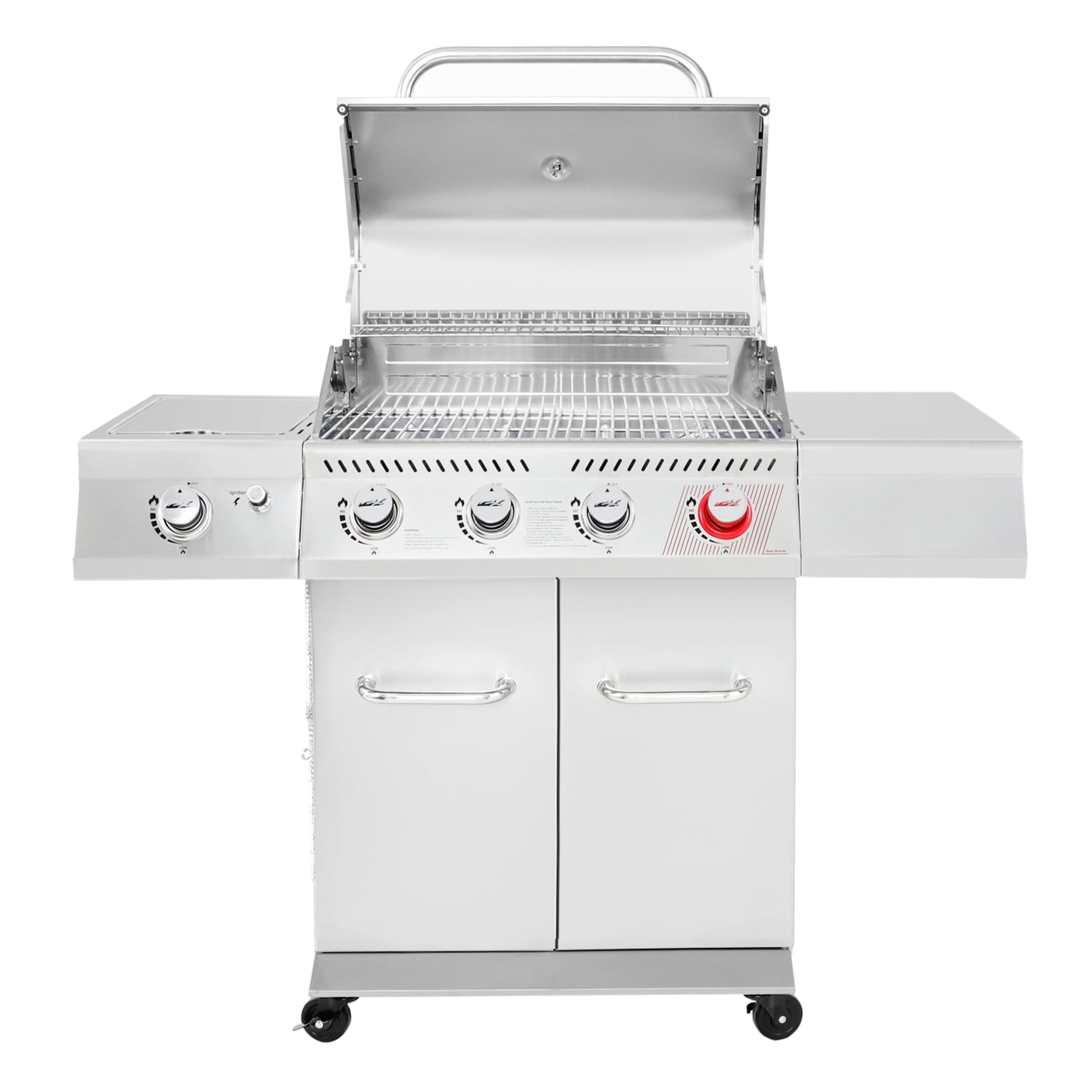 Royal Gourmet GA4402S Stainless Steel 4-Burner BBQ Cabinet Style Gas Grill with Sear Burner and Side Burner Silver