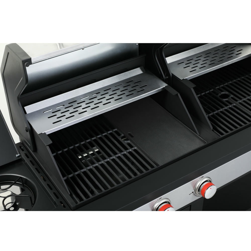 Barara King BBQ Grill, Outdoor Camping Grill,3-Burner Propane Gas BBQ Grill with Side Burner, 37230BTU Output With Enameled Cast Iron Cooking Grids