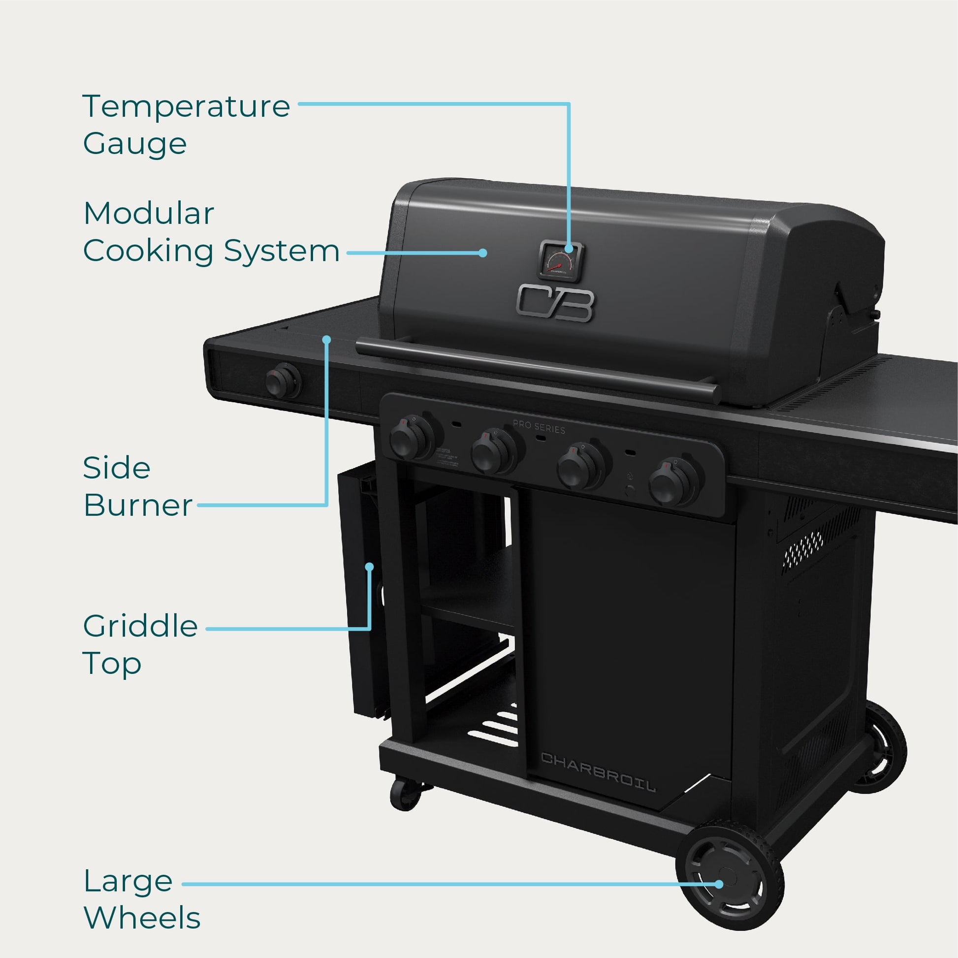 Charbroil Pro Series™ 4-Burner Gas Grill and Griddle with Side Burner