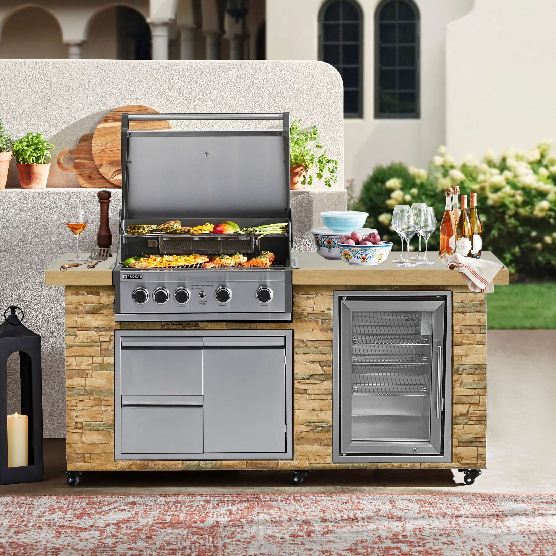 78" Pro Elite 5b Golden White Island Grill