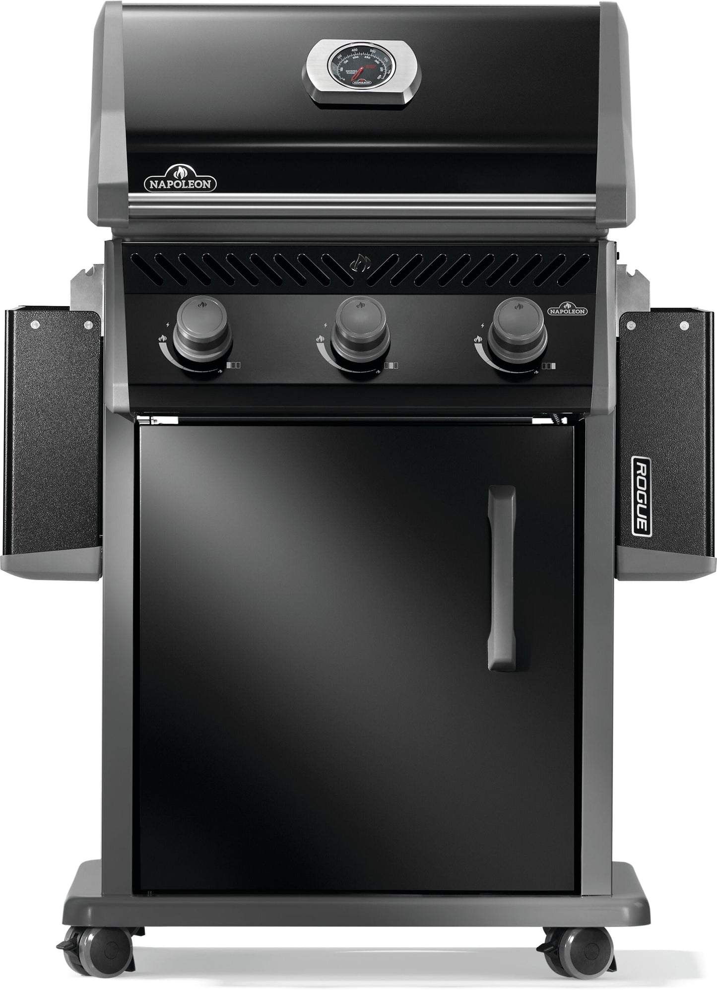 Napoleon Rogue 425 3-Burner Propane Gas Grill in Black with Cast Iron Cooking Grids