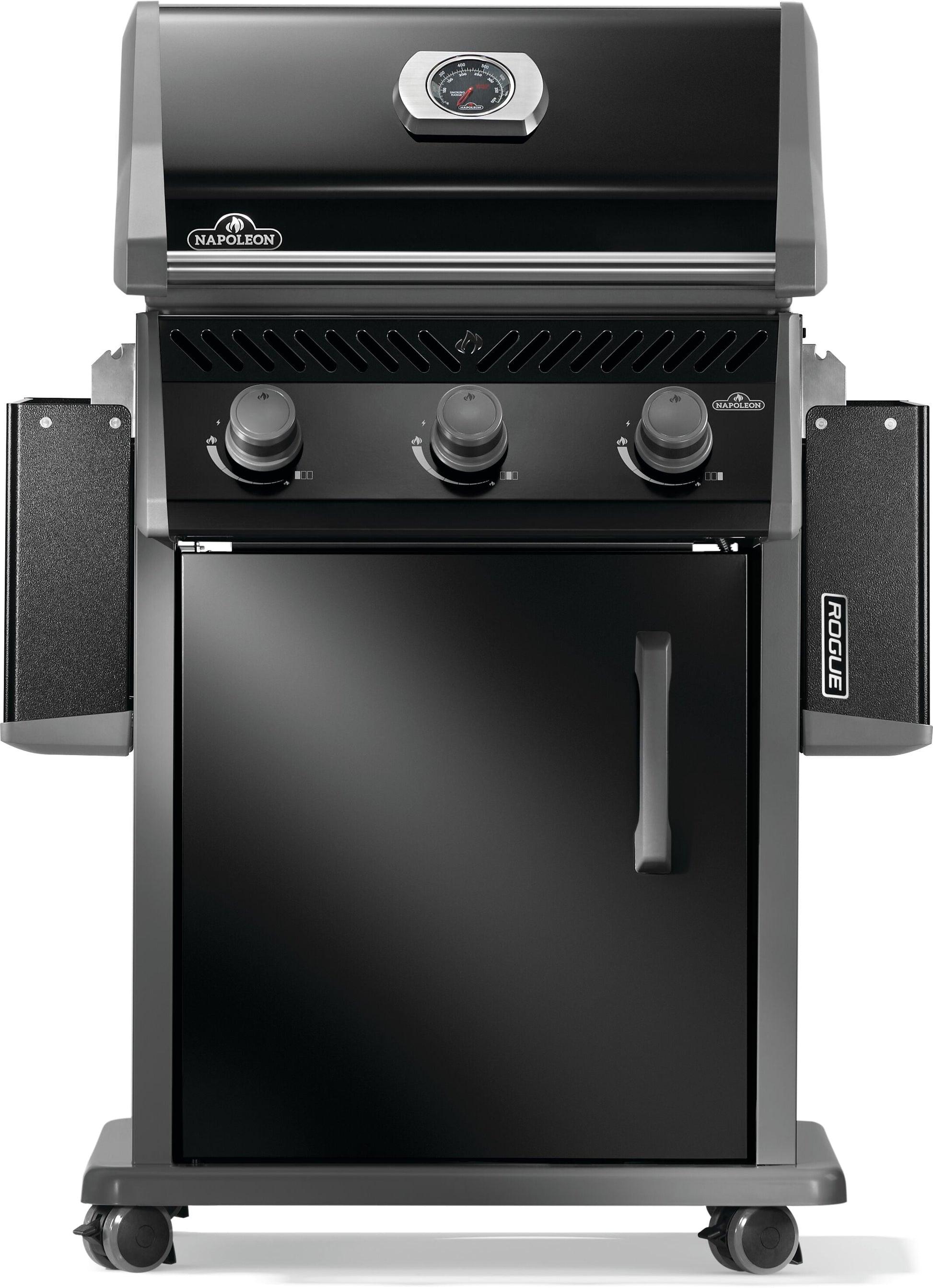 Napoleon Rogue 425 3-Burner Propane Gas Grill in Black with Cast Iron Cooking Grids