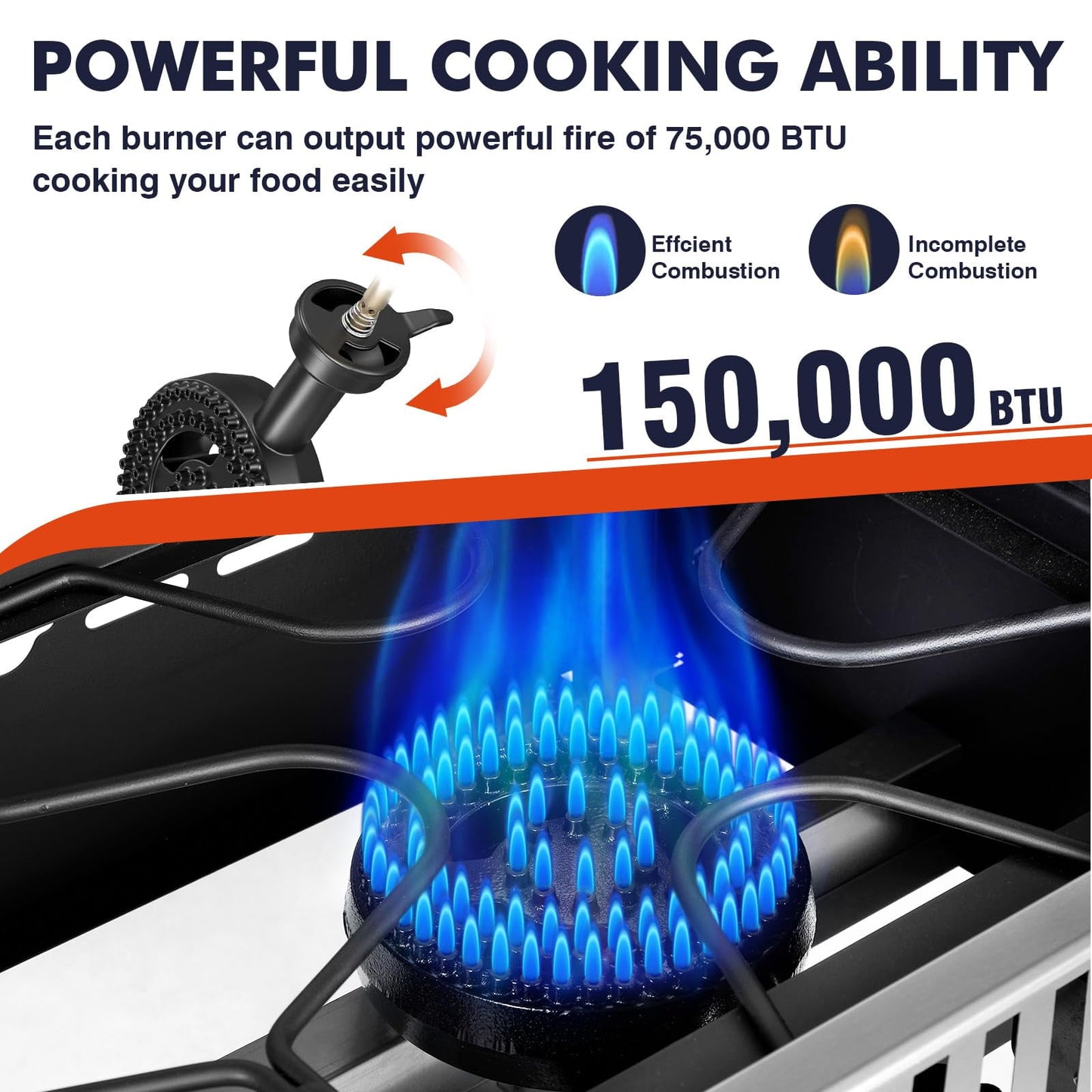 Frizi  150,000 BTU 2-Burner Outdoor Gas Stove with Side Shelves, Auto-Ignition & Regulator, Heavy-Duty Propane Outdoor Cooking Stove for Camping, BBQ, and Patio Use