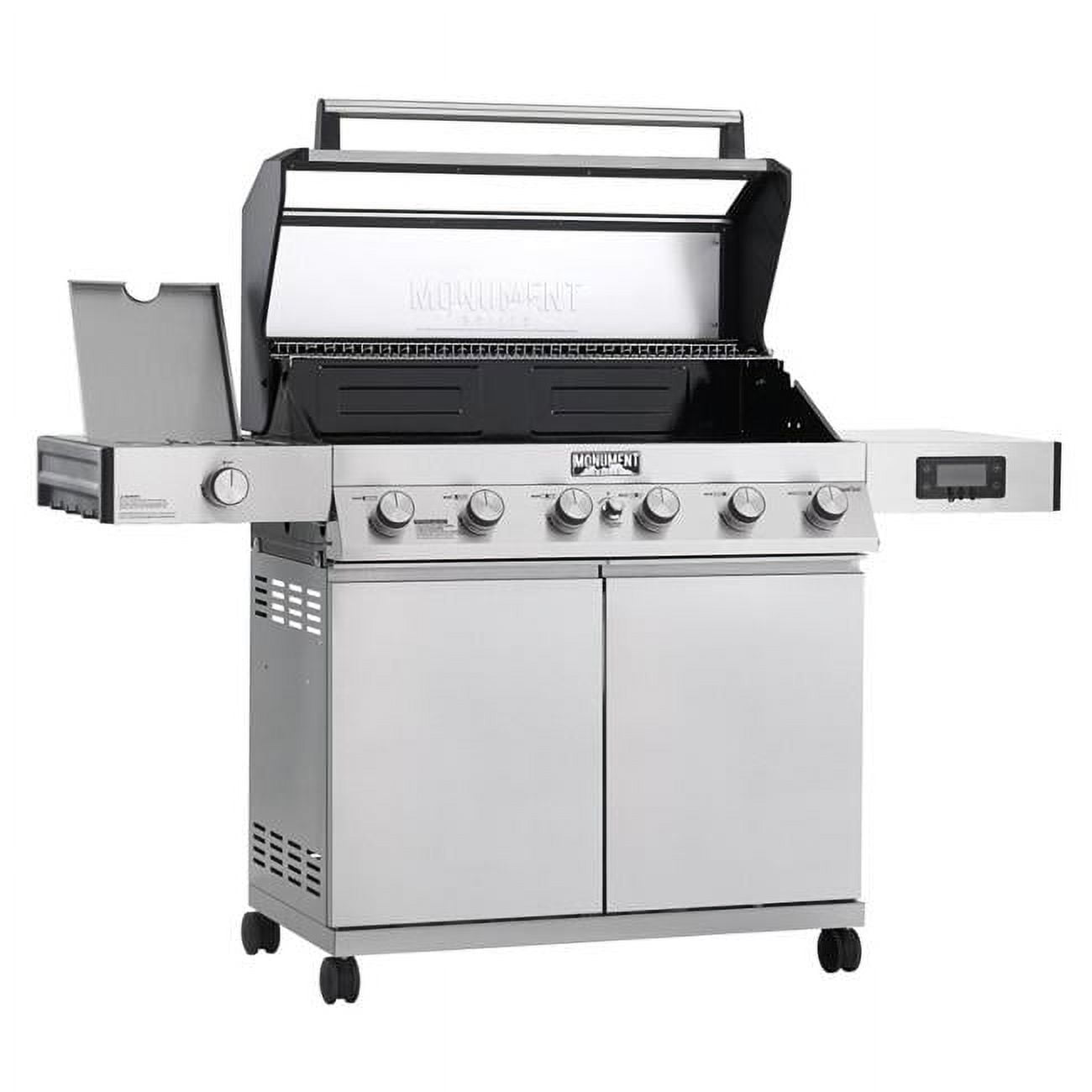 Denali 6-Burner Propane Gas Grill in Stainless with Clearview Lid, 3-Phase LED Controls and Side Burner