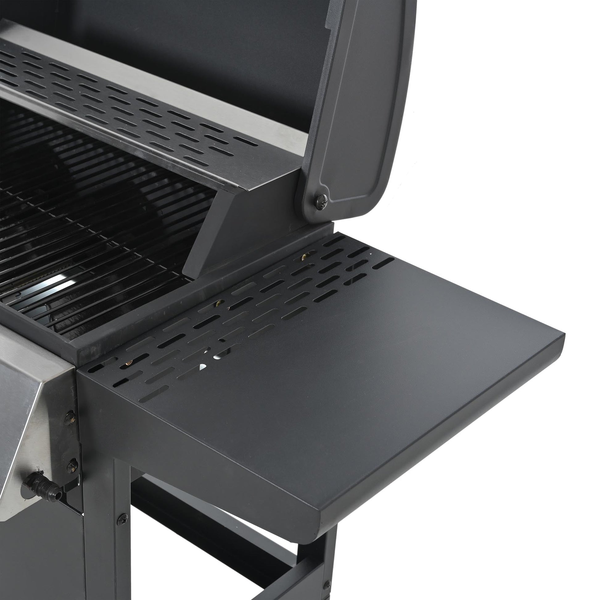 3 Burners BBQ Propane Gas Grill Side Burner & Thermometer, Stainless Steel 25,650 BTU Output Stainless Steel Grill for Patio Garden Barbecue Two Shelves (3-Burners Grill)