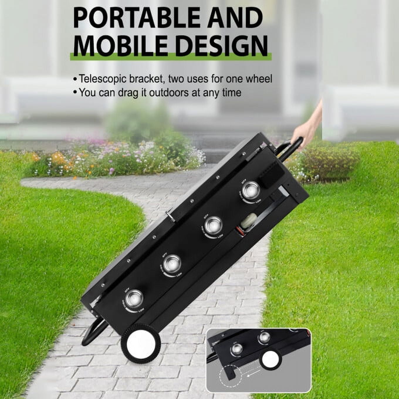 HONGGE 60000BTU 4 Burner Foldable Outdoor Propane Gas Grill, Black