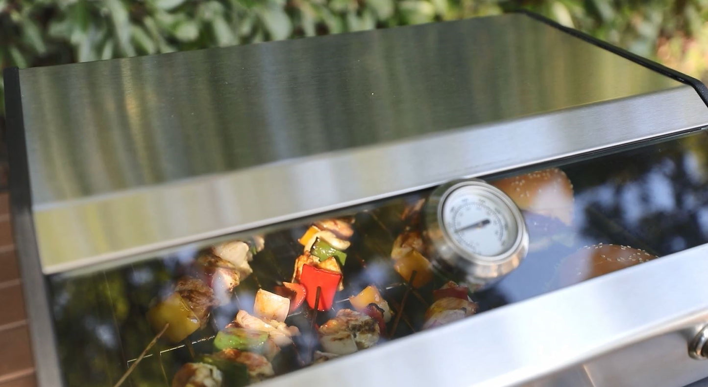 Monument Grills Portable 2-Burner Tabletop Propane Gas Grill in Stainless Steel with Locking Clearview Lid