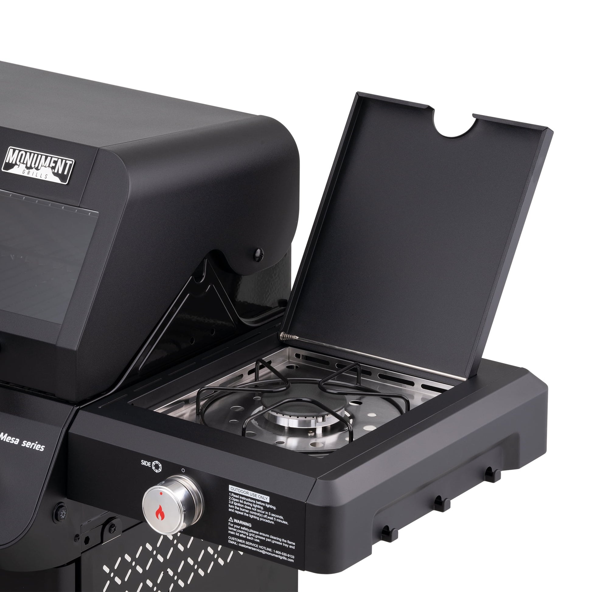 Mesa 3-Burner Propane Gas Grill in Black with Clear View Lid and LED Controls