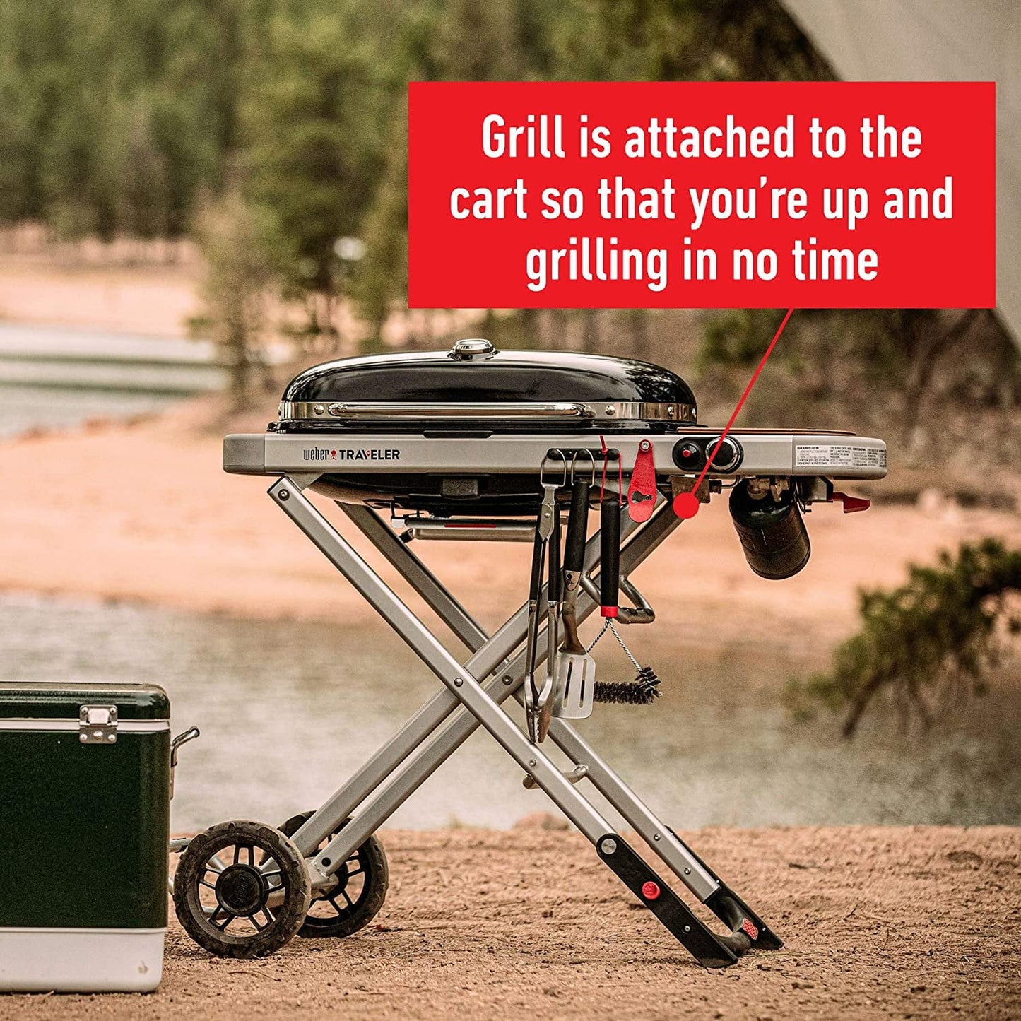 The Weber Traveler Portable Gas Grill, Stealth Edition