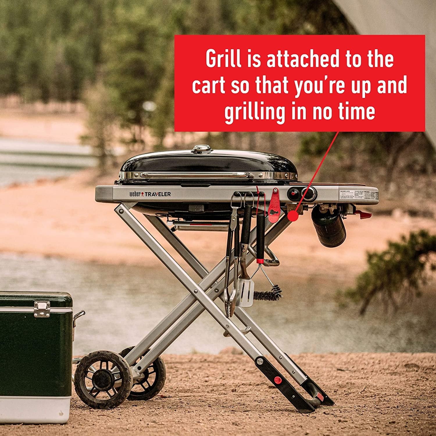 The Weber Traveler Portable Gas Grill, Stealth Edition