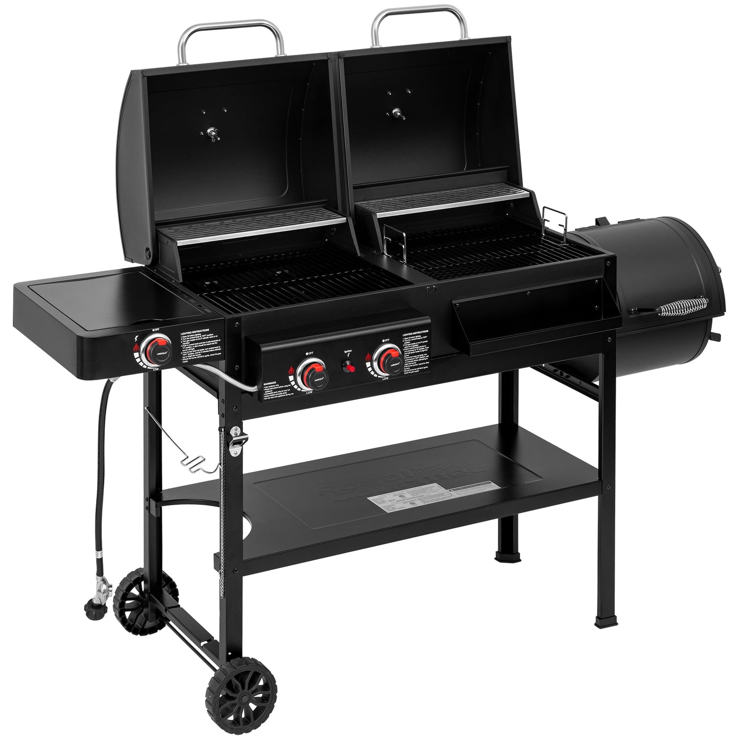 Royal Gourmet ZH3005Y 2-Burner Gas and Charcoal Combo Grill with Offset Smoker & Side Burner