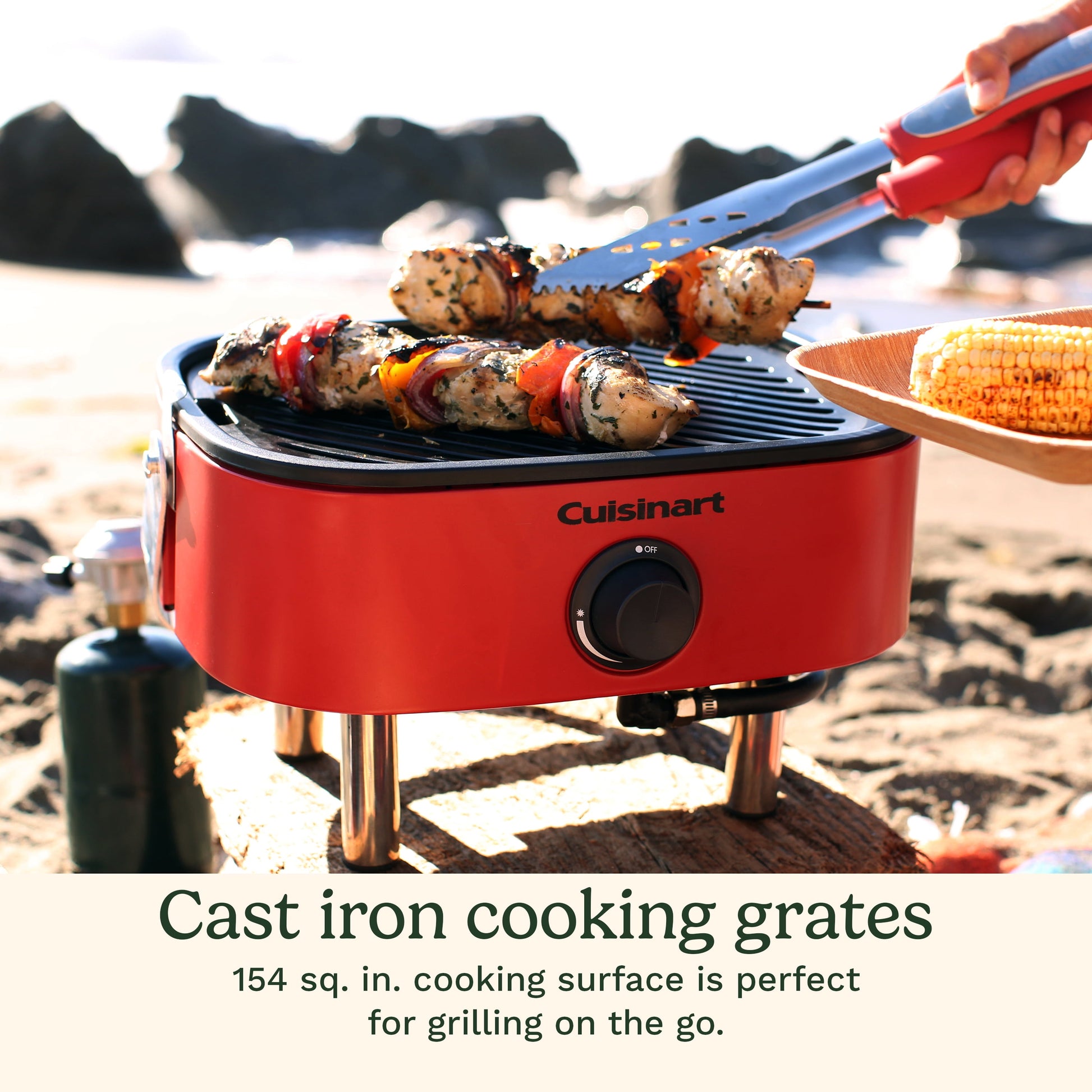 Cuisinart Venture™ Portable Gas Grill, Small Camping Grill with Cutting Board and Handle