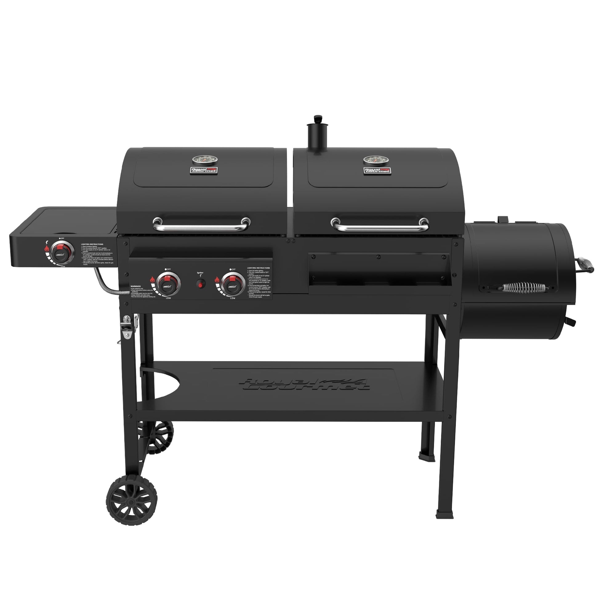 Royal Gourmet ZH3005Y 2-Burner Gas and Charcoal Combo Grill with Offset Smoker & Side Burner