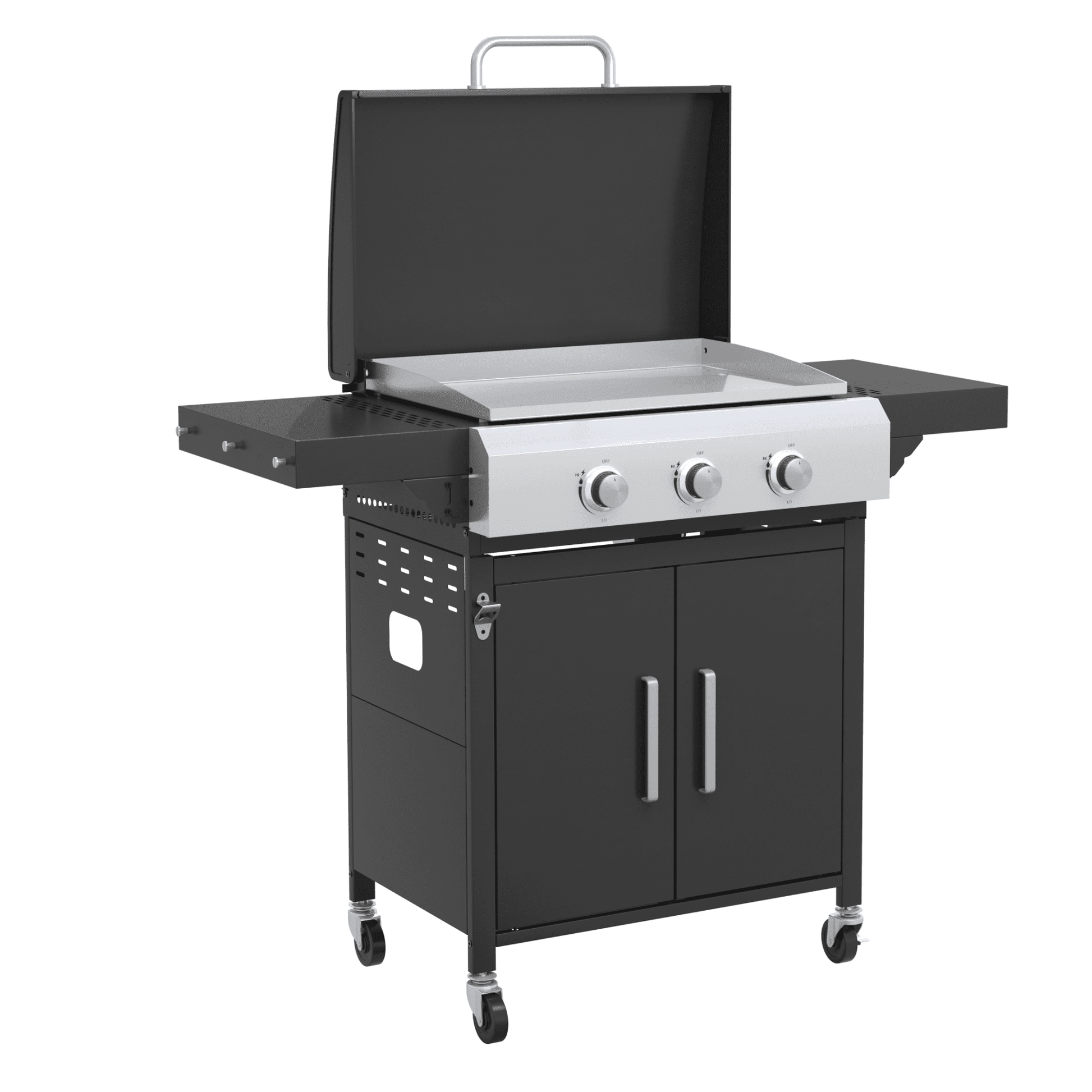 Vicllax 2 in 1 Propane Gas Grill and Griddle Combo 3-Burner with Folding Side Table Stainless Steel