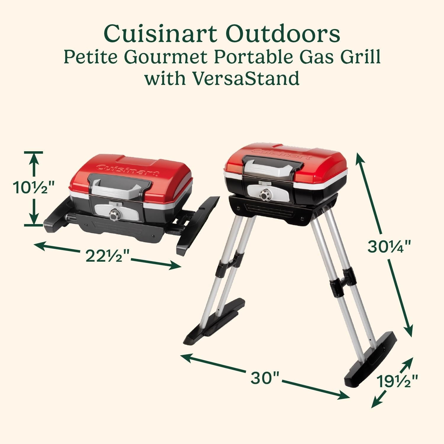 Cuisinart Portable Gas Grill with VersaStand™, 1-Burner Portable Barbecue Grill for Patio