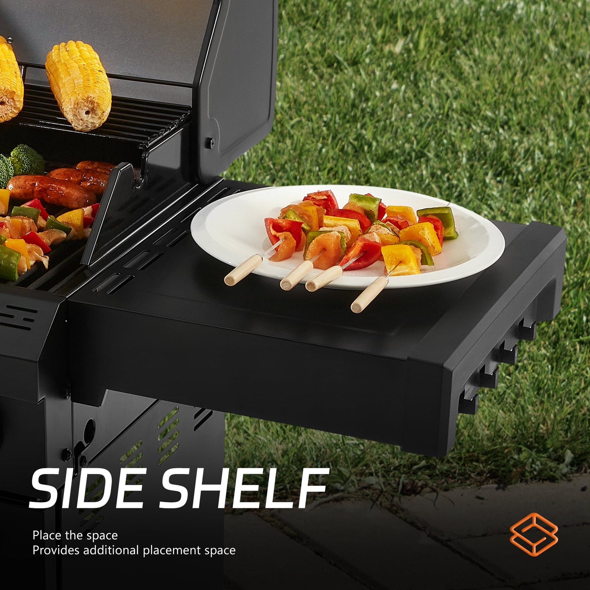MBY 4-Burner Propane Gas Grill with Side Burner, 50,000 BTU Outdoor BBQ Grill with Cast Iron Grates and Griddle, Heavy Duty for Backyard Cooking