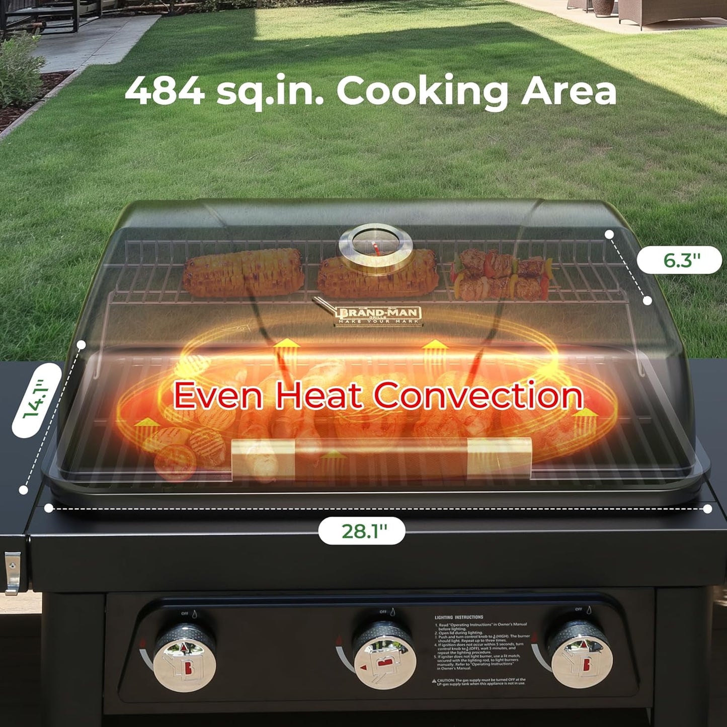 2-in-1 Propane Gas Grill, Enameled Cast Iron Grate & Removable Toptable - BRANDMAN GRILLS SINCE 1987