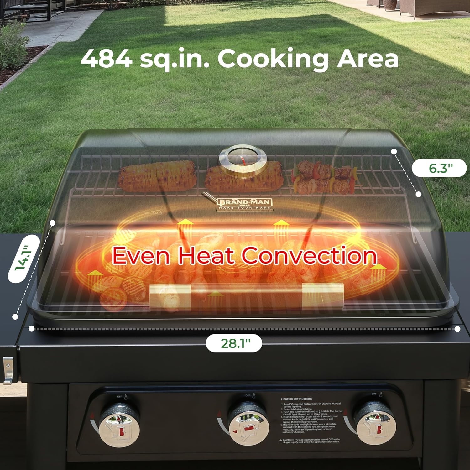 2-in-1 Propane Gas Grill, Enameled Cast Iron Grate & Removable Toptable - BRANDMAN GRILLS SINCE 1987