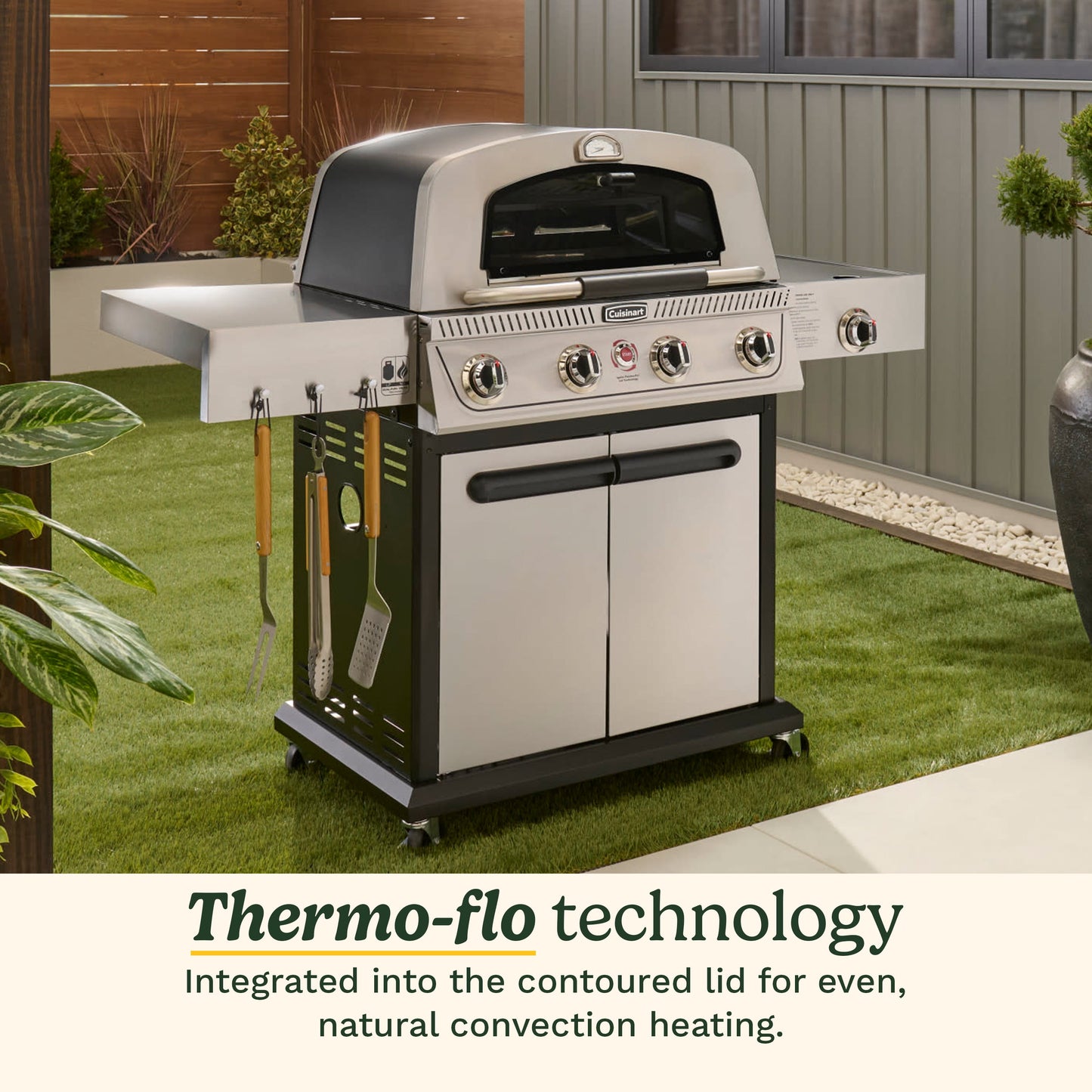 Cuisinart Propel+ 4-Burner 3-in-1 Gas Grill, Stainless Steel Versatile Grill, Griddle & Pizza Oven with Pizza Stone