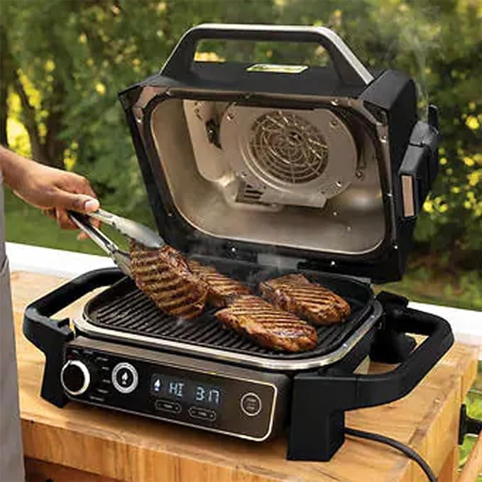Open Box Ninja OG705CO Woodfire Outdoor Grill and Smoker - BLACK