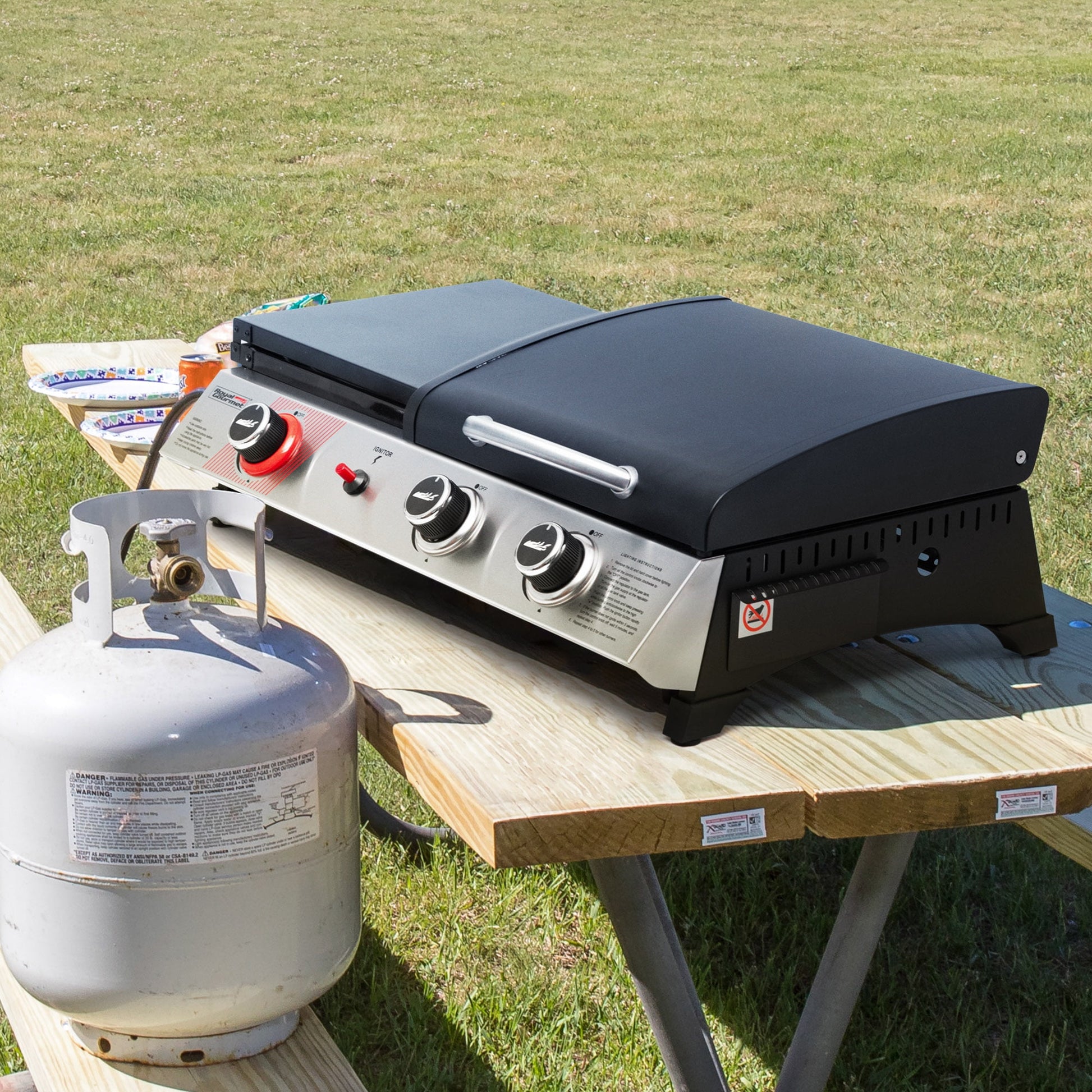 Royal Gourmet 3-Burner Portable Gas Griddle with Side Burner, PD1305H