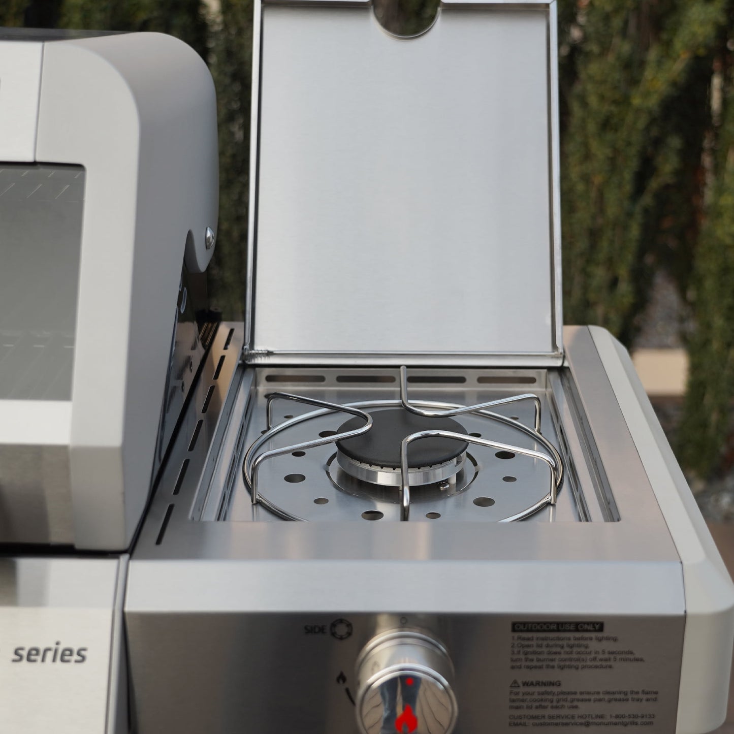 Monument Grill Mesa 3-Burner Propane Gas Grill in Stainless Steel with Clear View Lid and LED Controls