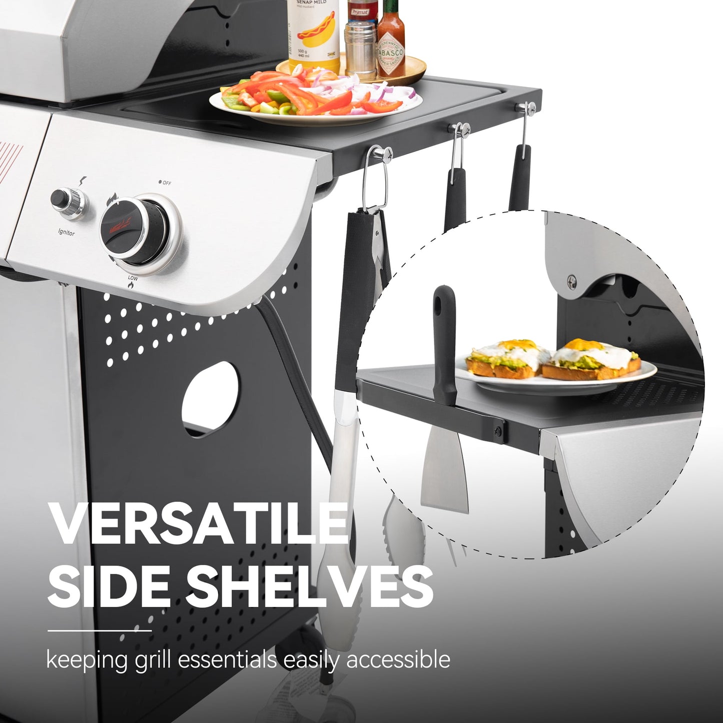 Royal Gourmet SG5002 5-Burner Gas Grill with Sear Burner and Side Burner, Stainless Steel Cabinet Style Gas Grill